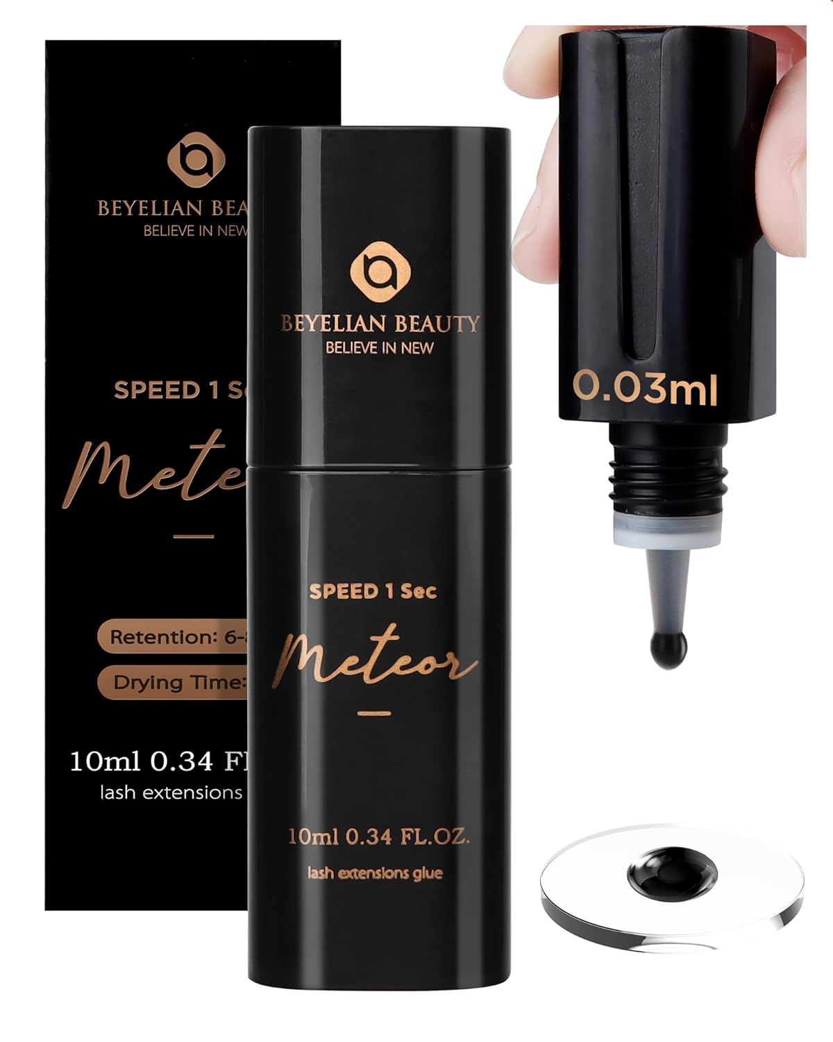 Lash Extension Glue, Professional Eyelash Extension Glue for Volume and Classic Lashes 10 ml, Smart Drop Technology Accurate 0.03 ml, 1S Dry Time, 6-7 Weeks Retention by BEYELIAN