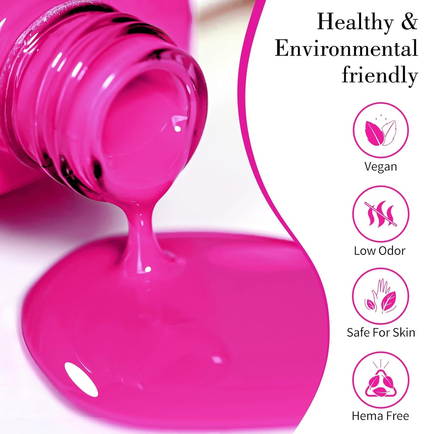 CANNI Hot Pink Nail Gel Polish, 1Pcs Bright Coral Pink Cerise Color High Gloss Soak Off UV Gel Nail French Nail Manicure Salon DIY