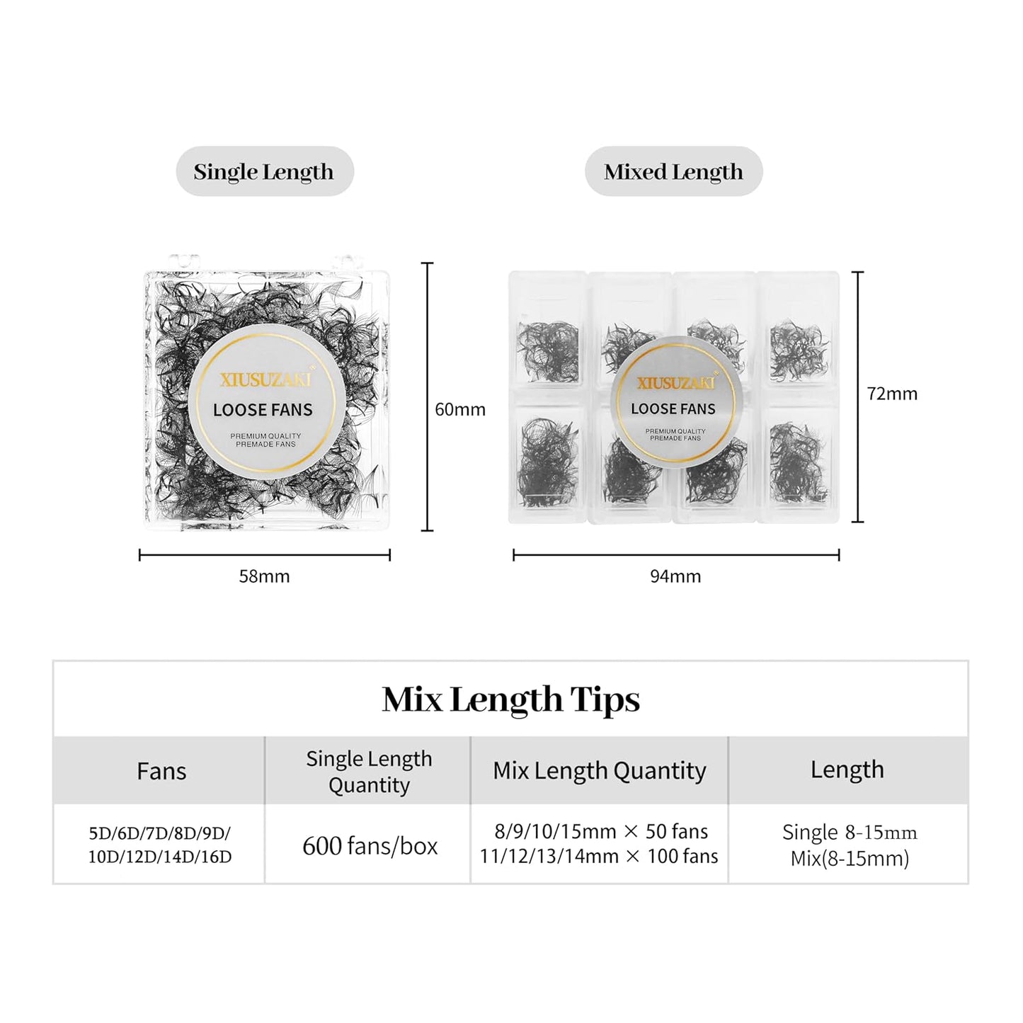 Premade Fans Eyelash Extensions 600 Fans 20D Volume Lash Extensions 0.03 Thickness Eyelash Extension D Curl Premade Lash Fans Mix 8-15mm Fluffy Soft Handmade Loose Fan(600Fans-20D-0.03-D,8-15mm)