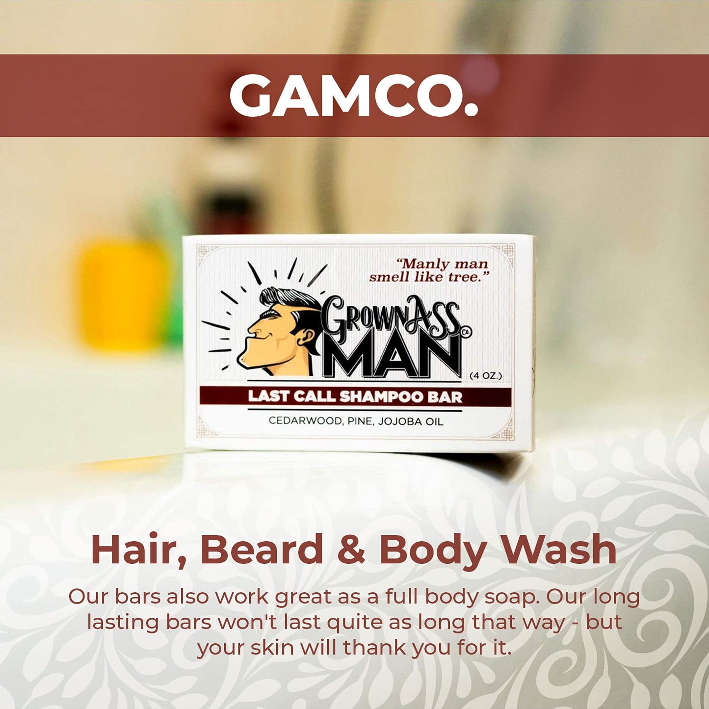 Solid Shampoo Bar Rich Lather 3 in 1: Hair, Beard & Body Wash - Plastic Free & Eco-Friendly, Natural & Organic Clean for All Hair Types, 4oz Bar (Last Call, Single)