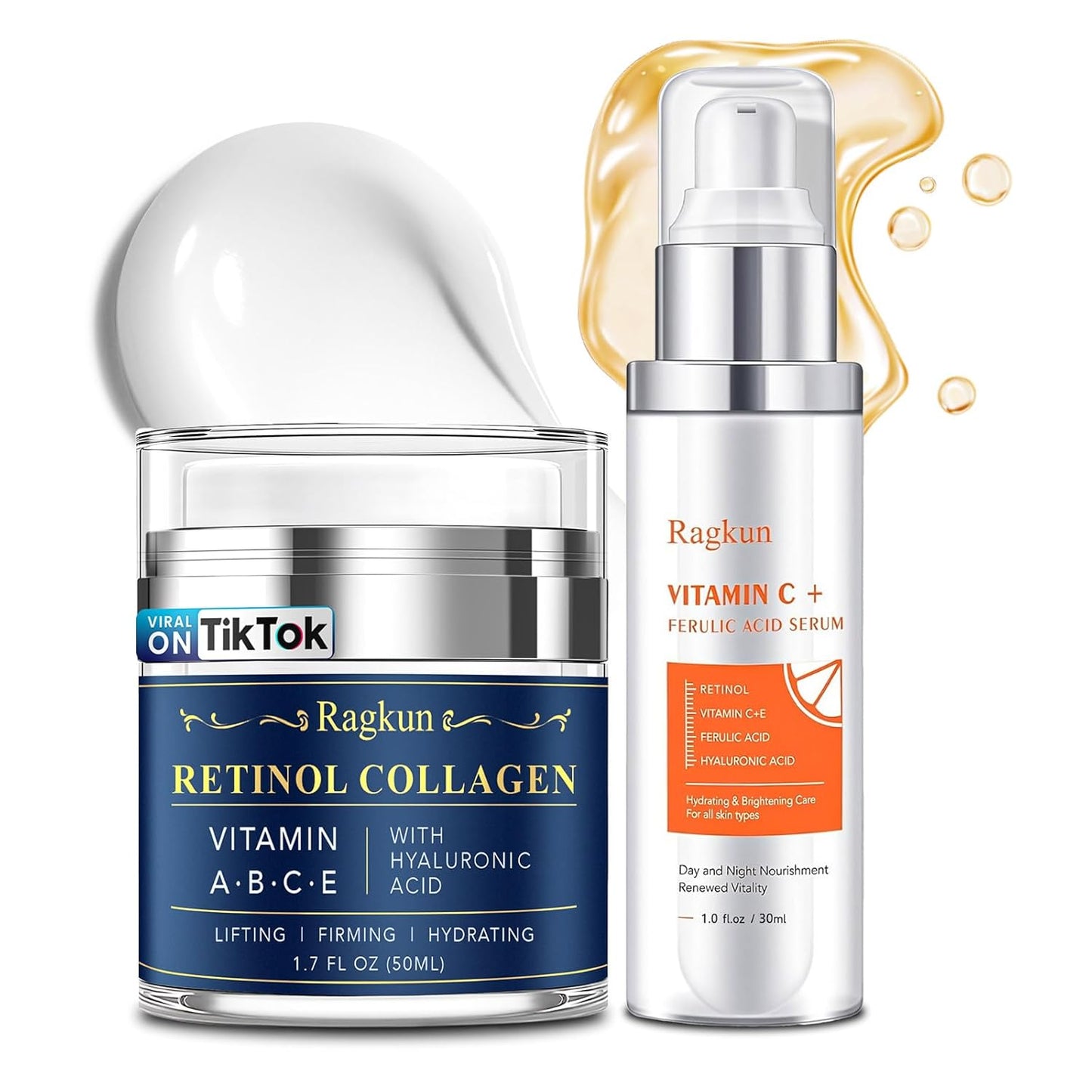 Retinol Cream for Face, Collagen Neck Creams for Tightening and Firming, Anti Aging Facial Moisturizer for Women & Men, Instant Face Lift Wrinkle Cream with vitamin c serum