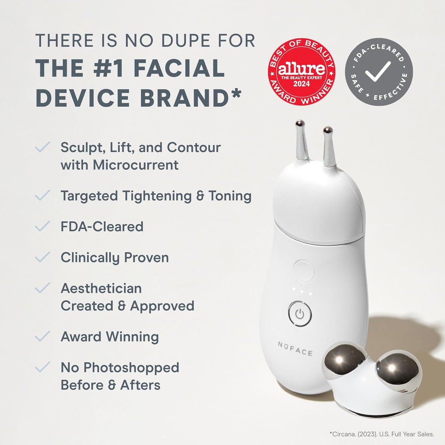 NuFACE TRINITY+ Microcurrent Facial Device + Effective Lip & Eye Attachment - FDA Cleared Skin Tightening & Face Toning Device for Targeted Treatment + Microcurrent Gel Activator, Silk Crème & Brush