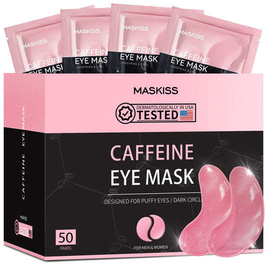Under Eye Patches (50 Pairs), Caffeine Eye Masks for Dark Circles Puffy Eyes Undereye Bags, Collagen Eye Patches for Wrinkles and Puffiness, Skin Care Gift for Her