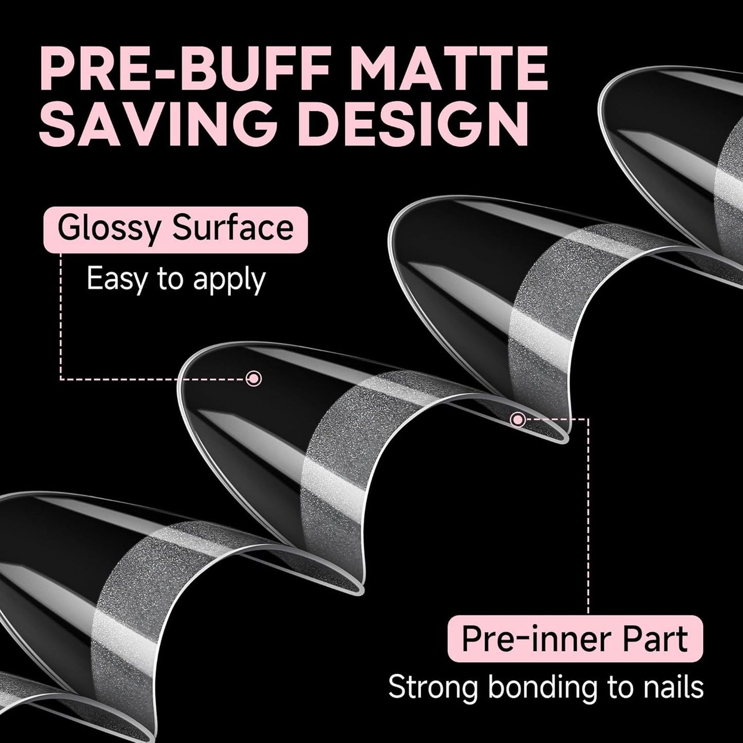 UNA GELLA Almond Shape Nail Tips Half Cover 216pcs Medium Almond Gel Nail Tips Pre-buff Matte Soft Gel Acrylic Press On Nails Easier Nail Extentions Art Salon 12 Sizes