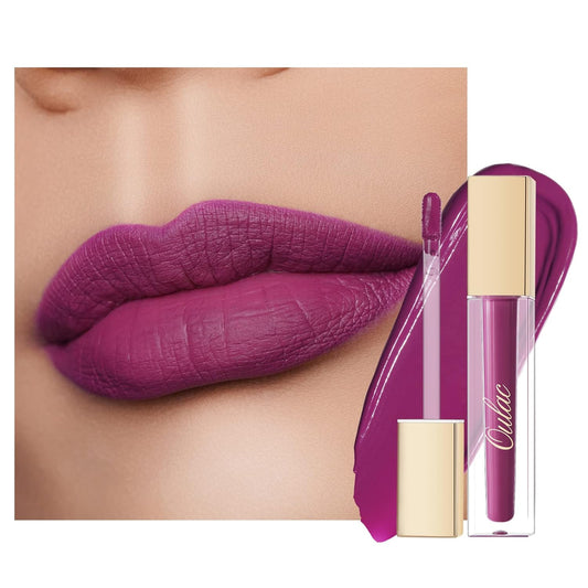 Oulac Matte Liquid Purple Lipstick for Women, Dark Violet Long Lasting Lipstick, Waterproof Lip Stain, No Transfer, Creamy High Pigmented Formula with Vitamin E, Vegan & Cruelty-Free M15