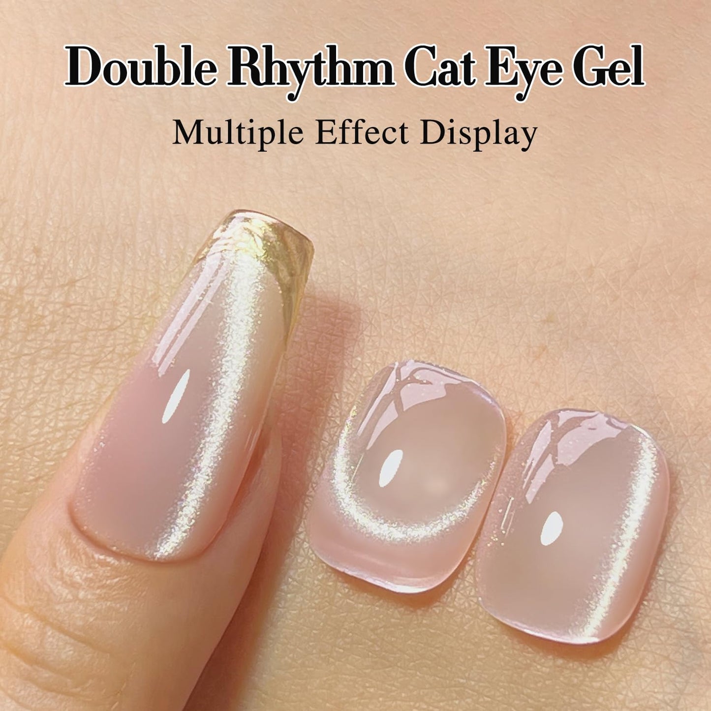Double Rhythm Cat Eye Gel Polish with Magnet 15ML Holographic Glitter Shimmer Translucent Jelly Color 0.5 OZ Magnetic Gel Polish Salon DIY at Home (Nude-MC1057)