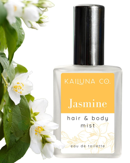 Jasmine Natural Hair & Body Mist Spray, Pure Essential and Fragrance Oils, Alcohol-Free, Handmade in California, 0.5Fl Oz