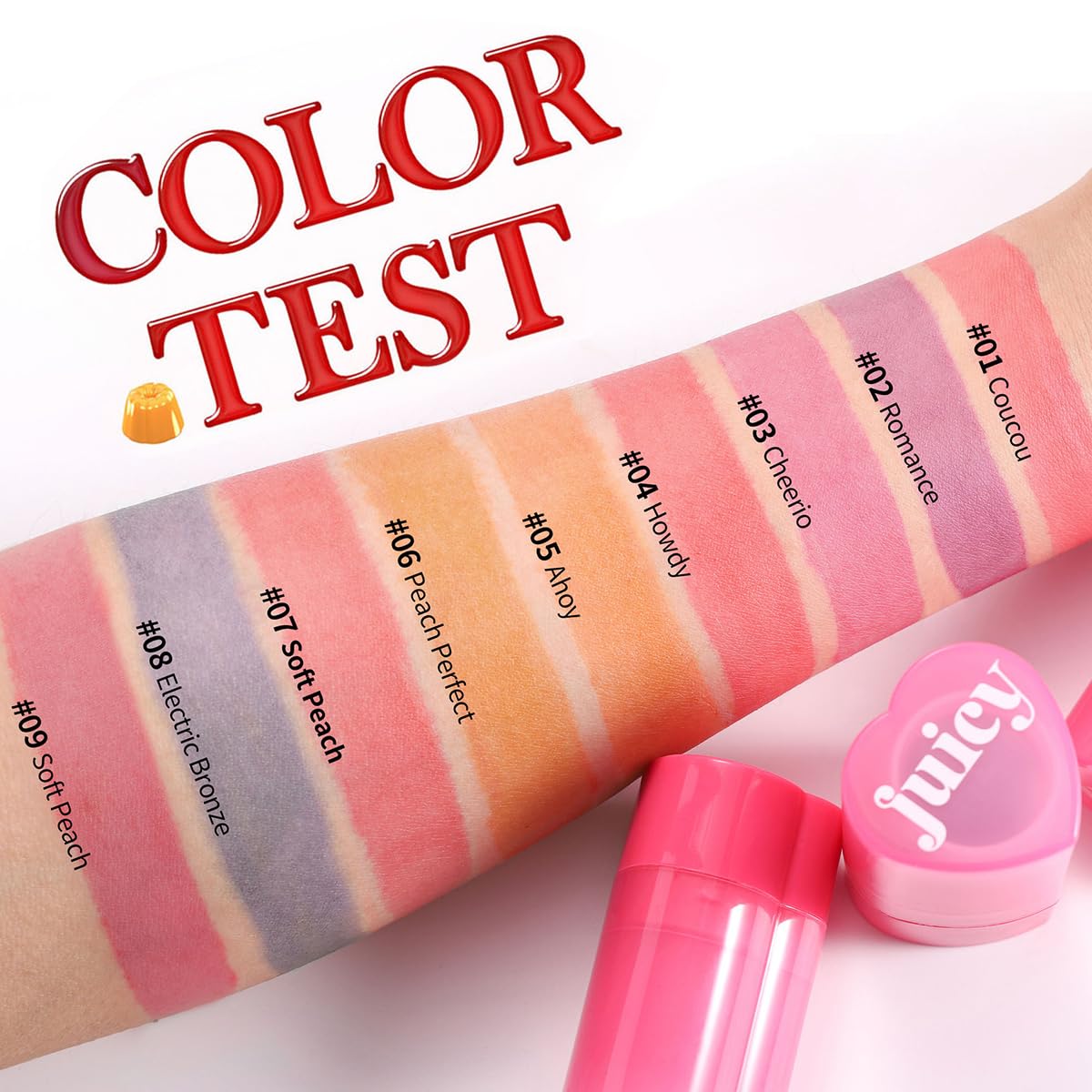 Cooling Water Jelly Tint Stick，Multi-Use Juicy Love Blush, 3-In-1cheek Blush & Eyeshadow & Lip Tinted Long-Lasting Moisture Stick，Bouncy Jelly Texture，Creates A Moist Watercolor Effect (#01, 0.32oz)