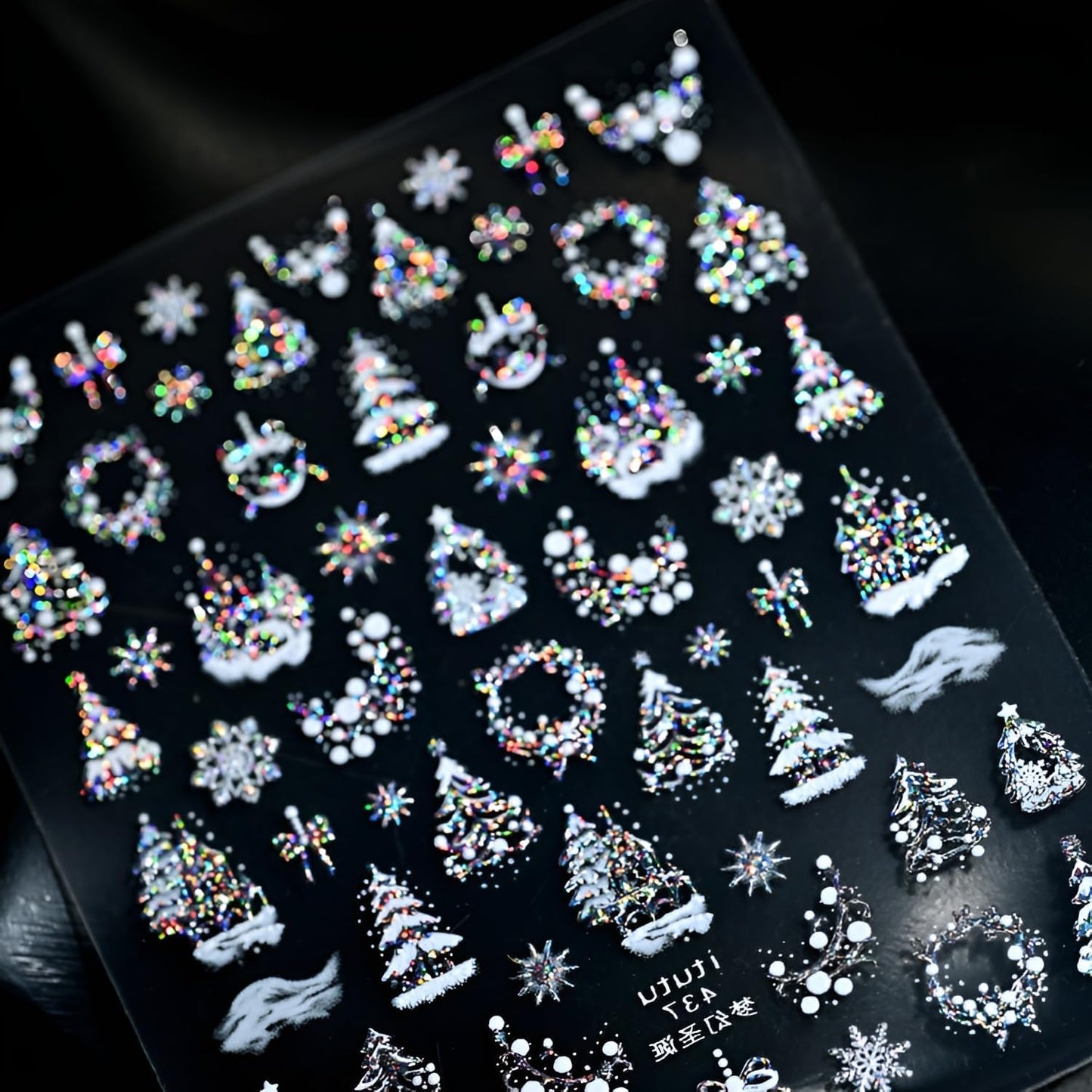 Christmas Nail Stickers for Nail Art 5D Embossed Colorful Xmas Tree Nail Art Stickers Colorful Christmas Nail Decals Silver White Snowflake Nail Art Supplies Design for Women Girls