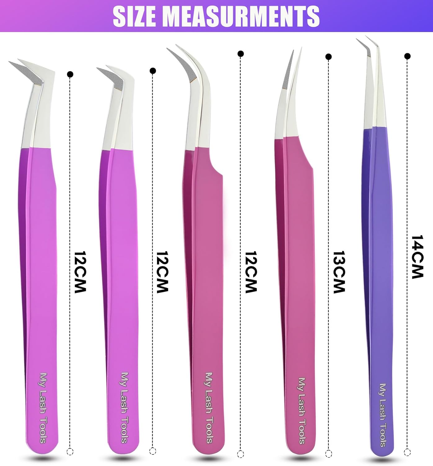 Fiber Tip Lash Tweezers Eyelash Extension Tweezers set for Lash Extensions Precision Boot Volume Eye lash Extensions Tweezers Steel Curved Isolation Tweezer fiber grip tweezers (5pcs)