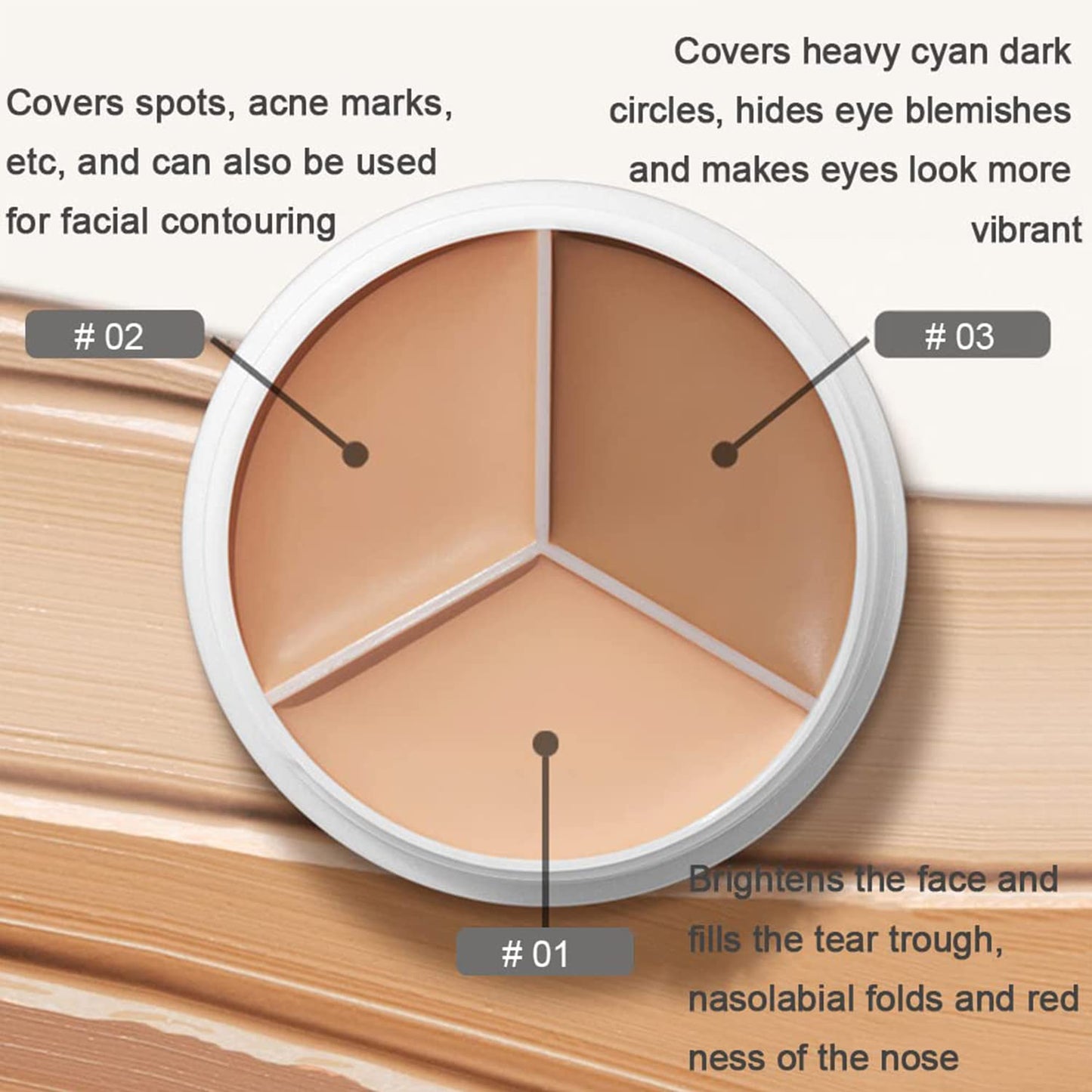 6 Colors Correcting Concealer Palette, Makeup Cream Contour Palette with Brush, Contouring Foundation Highlighting Concealer Palette for Conceals Dark Circles, Redness, Acne, Blemish (E)