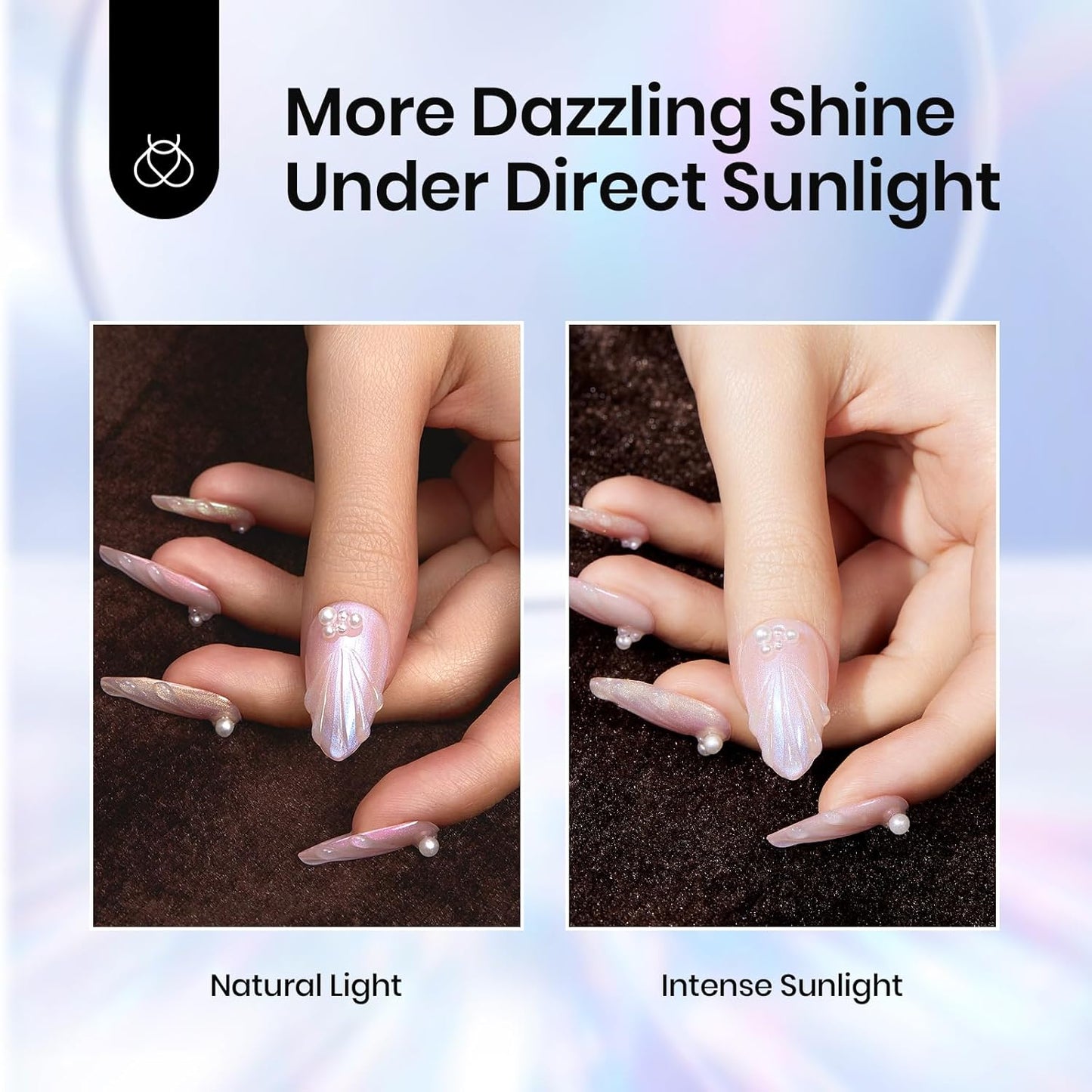 Beetles Pearl Glitter Top Coat Set, 5 Colors Iridescent Pastel Shimmer Mermaid Glossy Top Coat Gel Polish Shiny Long-Lasting No Wipe Soak Off UV LED Nail Art Gifts for Women