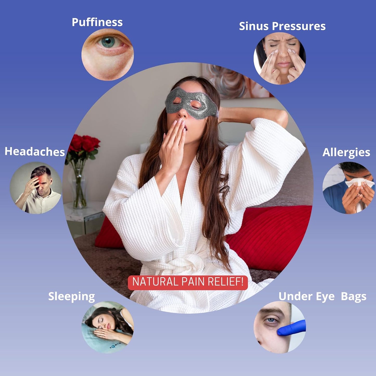 Gel Eye Mask with Eye Holes- Hot Cold Compress Pack Eye Therapy | Cooling Eye Mask for Puffy Eyes, Dry Eyes, Headaches, Migraines, Sinus, Dark Circles - Reusable Eye Face Mask | Ergo Gel Bead (Grey)