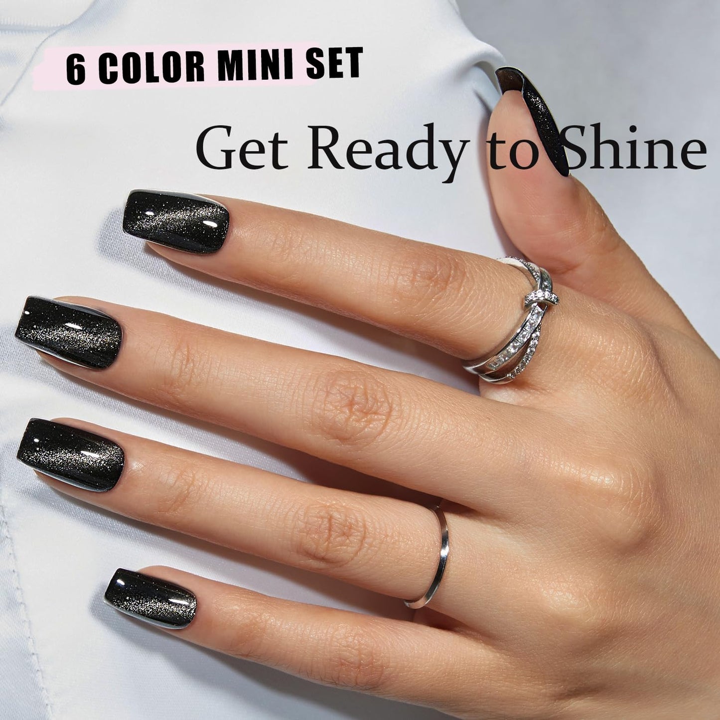 modelones Cat Eye Nail Polish Set, 6 Colors Magnet Dark Red Black Pink Shimmer Glitter Quick Dry Nail Polish Set Bulk Manicure Diy Nail Art Salon Home Gift for Women Girl