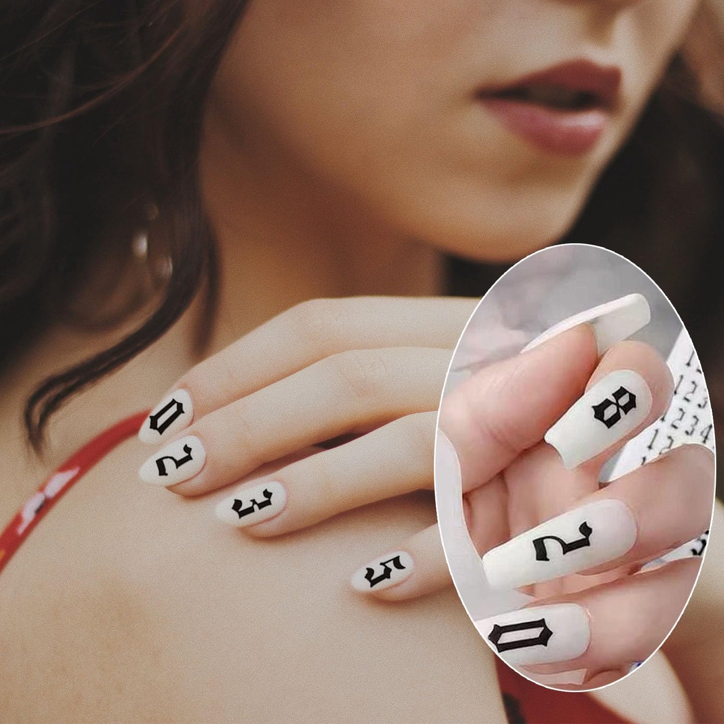 SILPECWEE 9 Sheets Number Nail Stickers Tips 3D Laser Nail Decals for Women Self Adhesive Nail Art Stickers Manicure Design Sticker Nails Decoration with 1Pc Tweezers