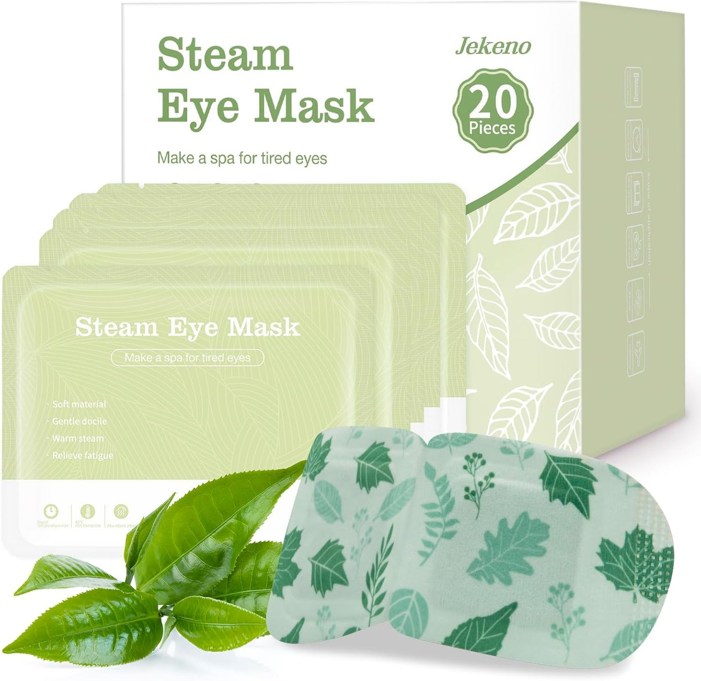 Jekeno Steam Eye Mask, 20 Packs Eye Masks for Dry Eyes Dark Circles and Puffiness, 40-60 Minutes Self Heated Steam Warm Eye Mask, Christmas Spa Gifts for Women