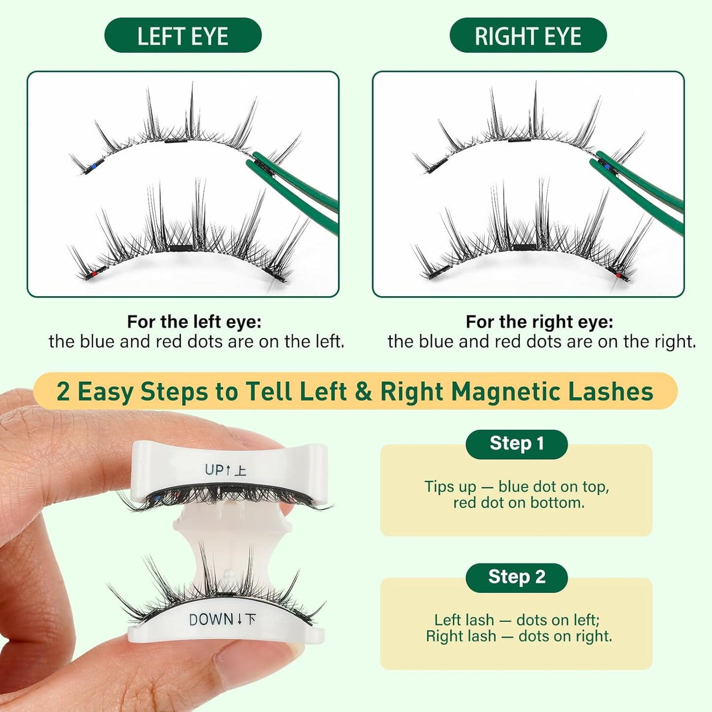 KEYYOU Reusable Magnetic Eyelashes 2 Pair with Applicator No Glue Needed 3D Natural Magnetic Lashes, Easy to Apply & Long Lasting for Daily Use & Events(A02+A02)