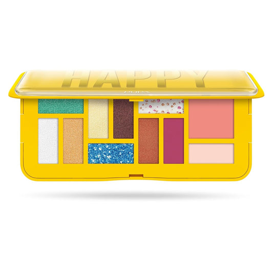 Pupa Milano Make-Up Palette M, 005 Yellow, 0.42 oz - Eyeshadow Palette with Matte, Shimmer, Metallic Finishes - Highly Pigmented Eyeshadow, Blush Palette - 11 Blendable Eye Makeup Shades - Talc-Free