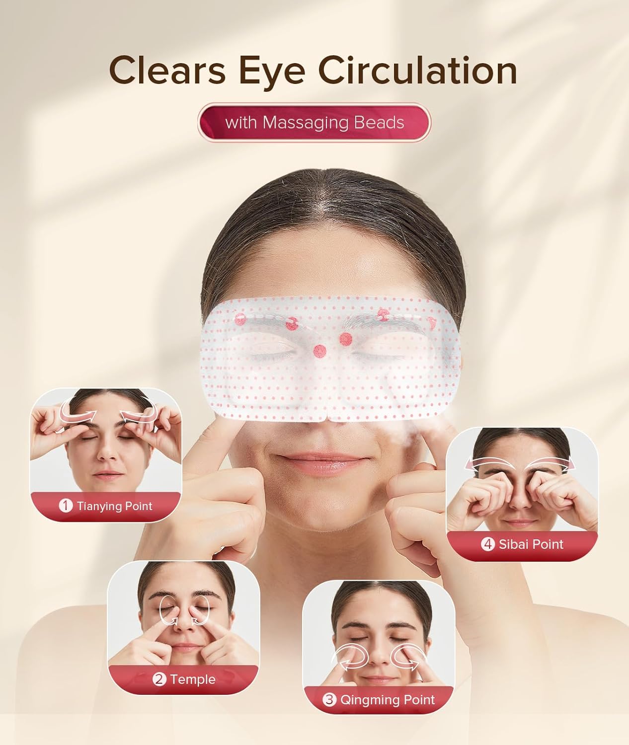 3D Self Heated Eye Mask for Dry Eyes with 100+ Soft Beads,Steam Eye Mask for Sleeping,Relaxation, Disposable, Spa, Travel Gifts for Women, Men