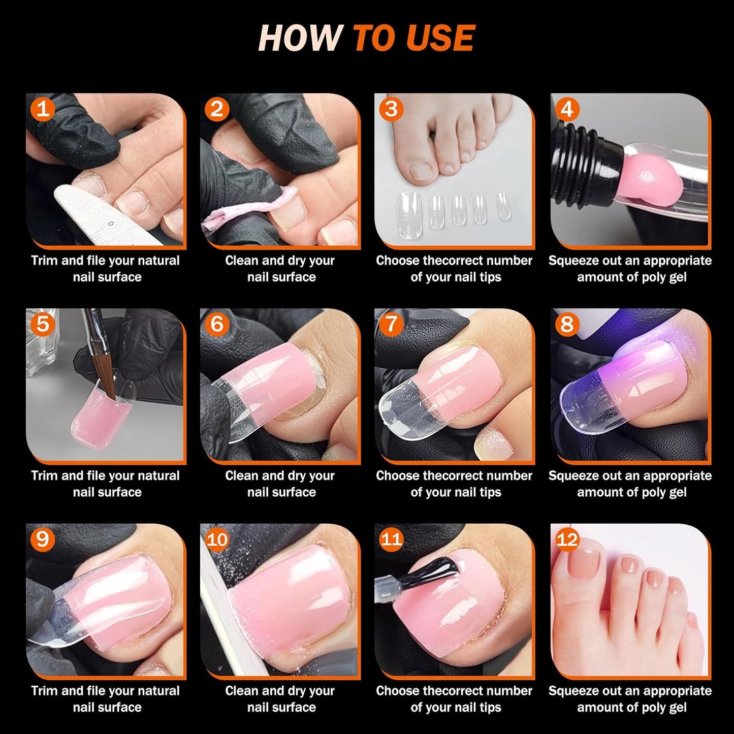 Toe Dual Forms for Poly Gel, 150PCS French Nail Forms for Toes, 15 Sizes Clear Poly Gel Toenails Molds for DIY Pedi Toenail Extension Kit for Salon-Quality Manicures at Home