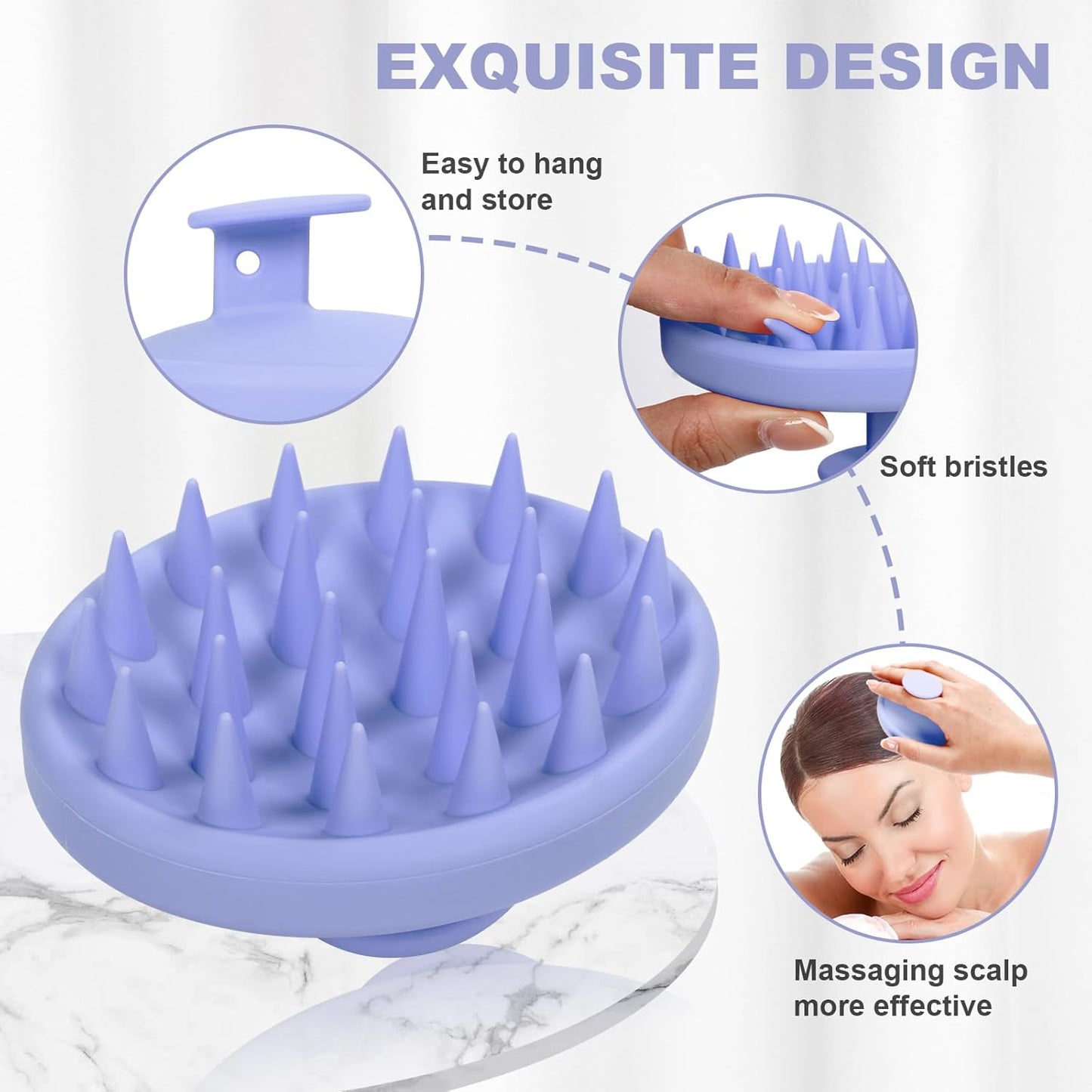 Silicone Scalp Massager, Scalp Scrubber for Hair Growth with Soft Bristles, Scalp Exfoliator Brush Dandruff Removal Shampoo Brush for Wet Dry Scalp Care (Light Purple)