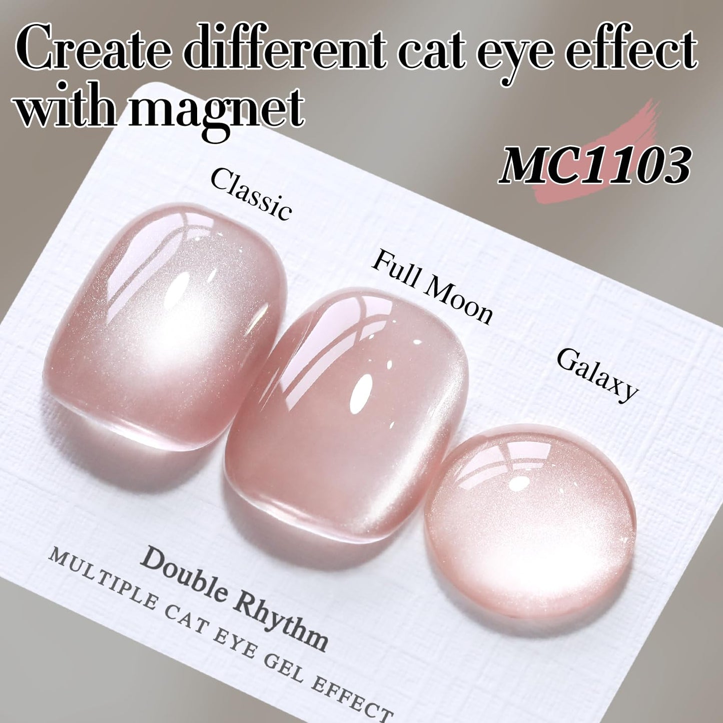 Double Rhythm Jelly Glass Cat Eye Gel Polish with Magnet 15ML Holographic Glitter Shimmer Translucent Sheer Color Magnetic Nail Polish Salon DIY at Home (Jelly Nude-MC1103)