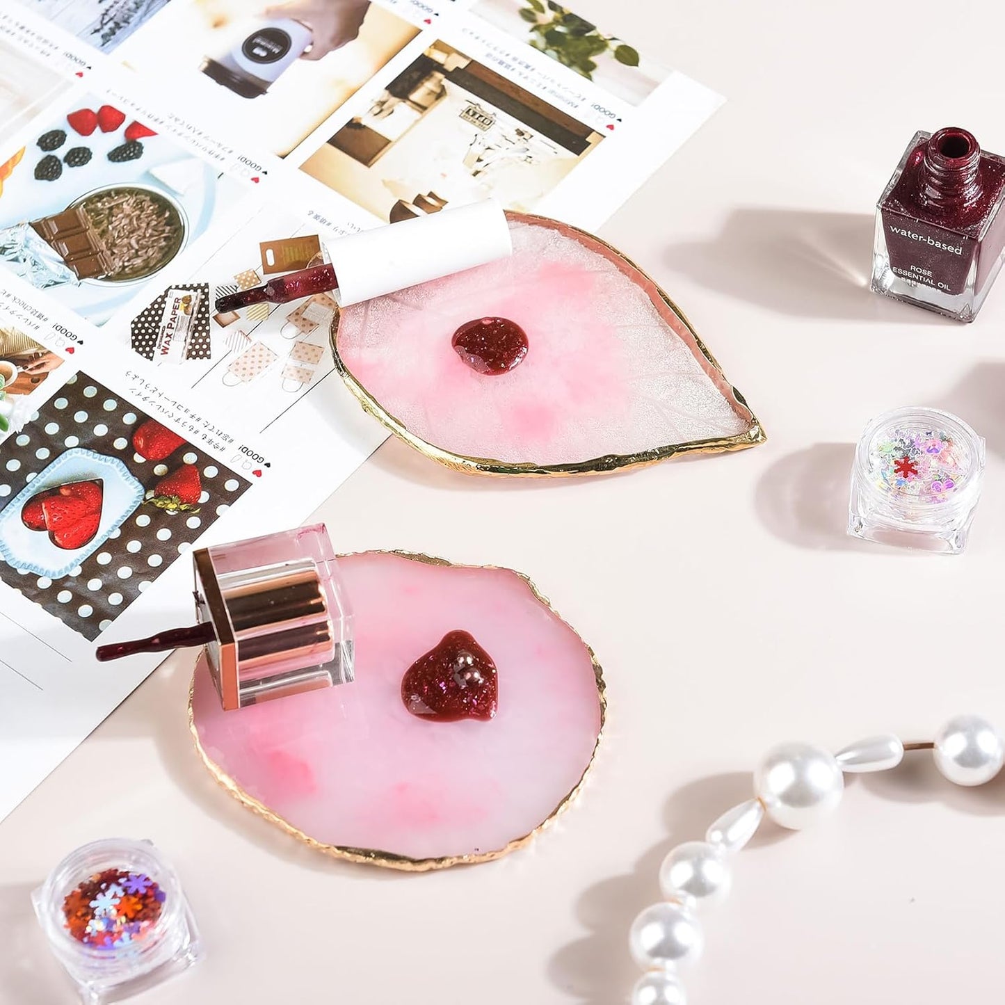 Resin Nail Art Palette Nail Polish Palette Gel Nail Palette with Nail Palette Stirring Rod (Green)