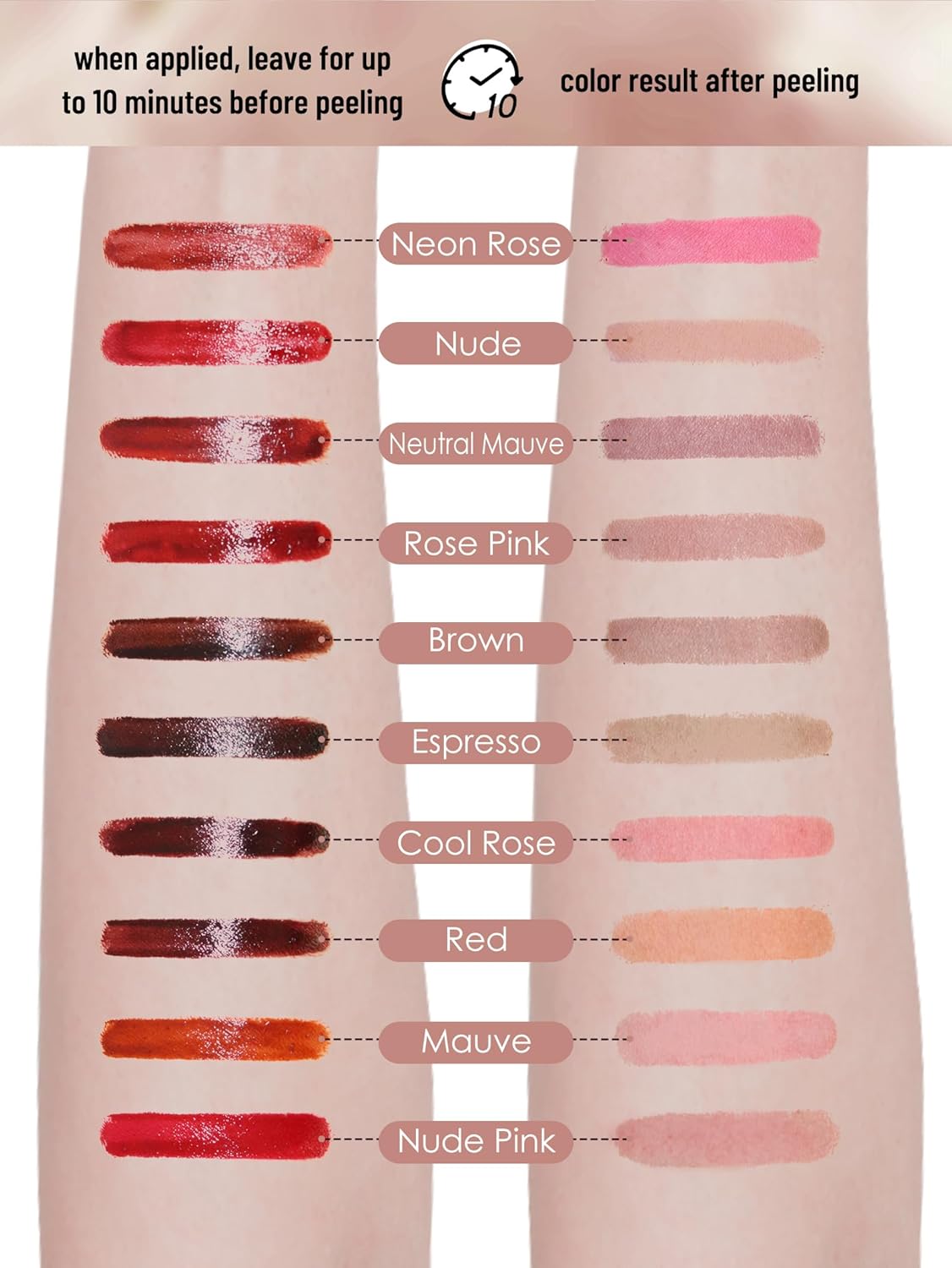 Lip Stain Peel Off Lip Liner Stain with Tweezer, Long Lasting Matte Lip Tint Tattoo, Highly Pigmented Color Lip Makeup, Waterproof Lipstick, Transfer-proof Lipstain for Women, Cool Rose