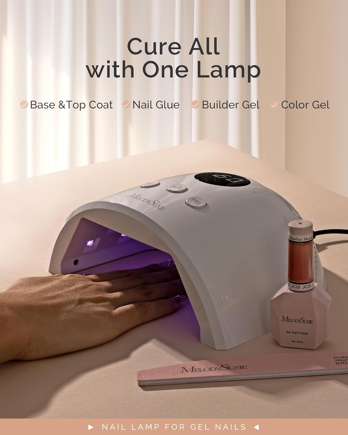MelodySusie UV Nail Lamp, Plus30F UV Light for Gel Nails LED Nail Dryer with 3 Timer, Smart Sensor, LCD Display Fast Curing Gel Nail Polish Nail Art Tools Manicure Accessories-White
