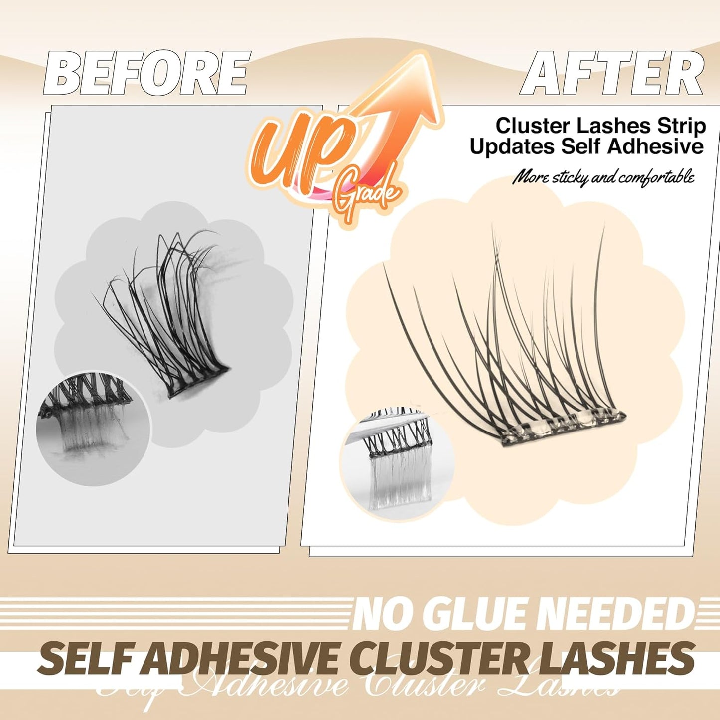 Natural Self Adhesive Lash Clusters Pre Glued Eyelash Clusters Wispy Stick on Lashes Self Adhesive Lashes Clusters Natural Look C-Curly Individual Lashes 9-11MM by Lvmixwig