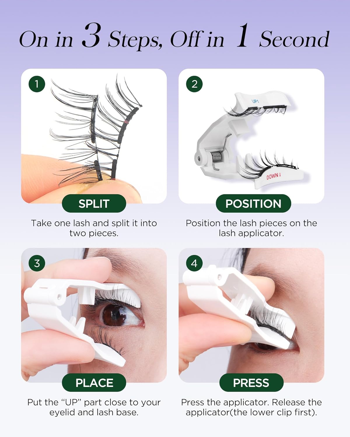 BEYELIAN Magnetic Eyelashes with Applicator Kit, Reusable Natural Look False Lashes, No Glue Needed Soft Magnetic Lashes for Eye MAGIC-14 (Lightweight & Comfortable)