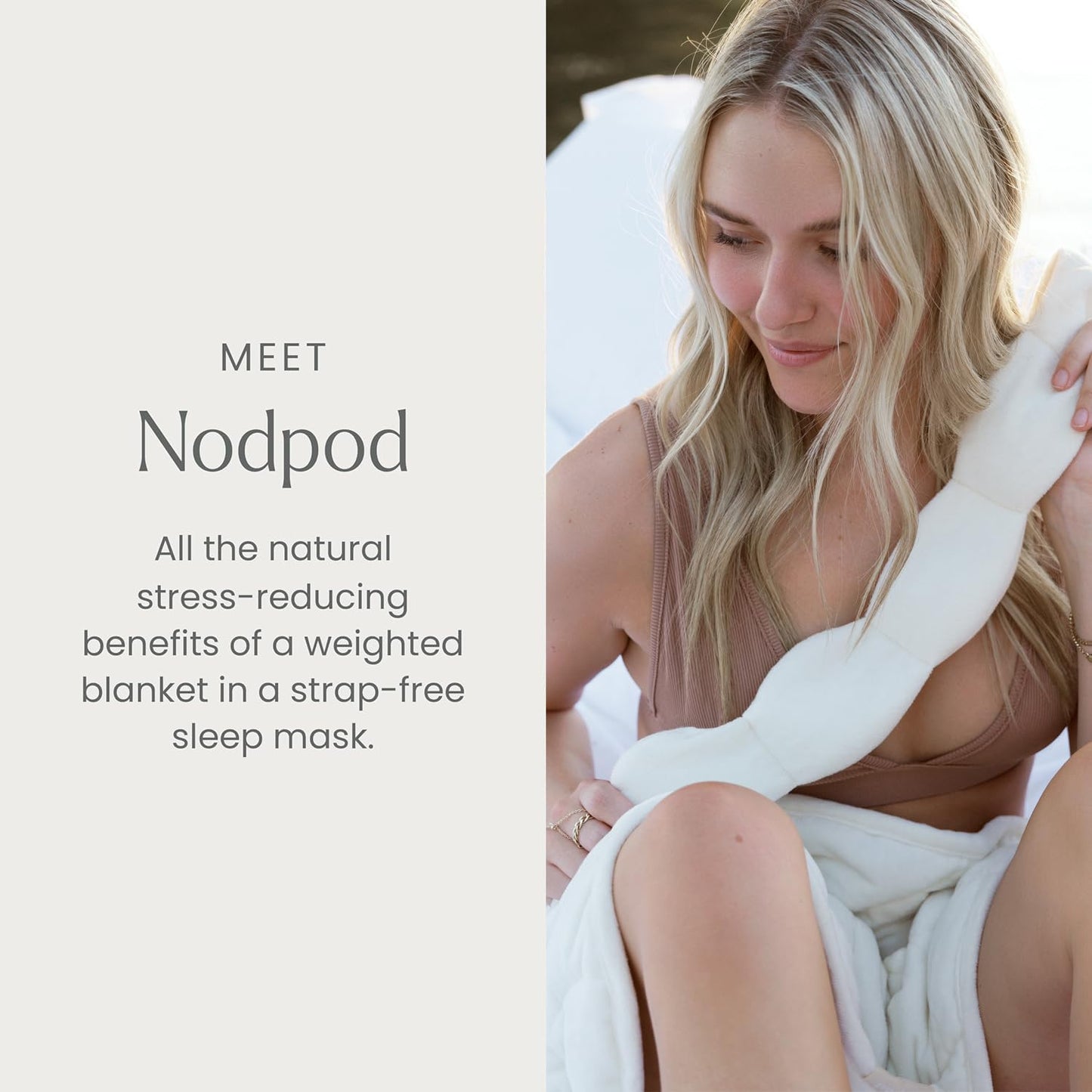 Nodpod Gentle Pressure Sleep Mask | Patented Light Blocking Design for Sleeping, Traveling & Relaxation - Bone