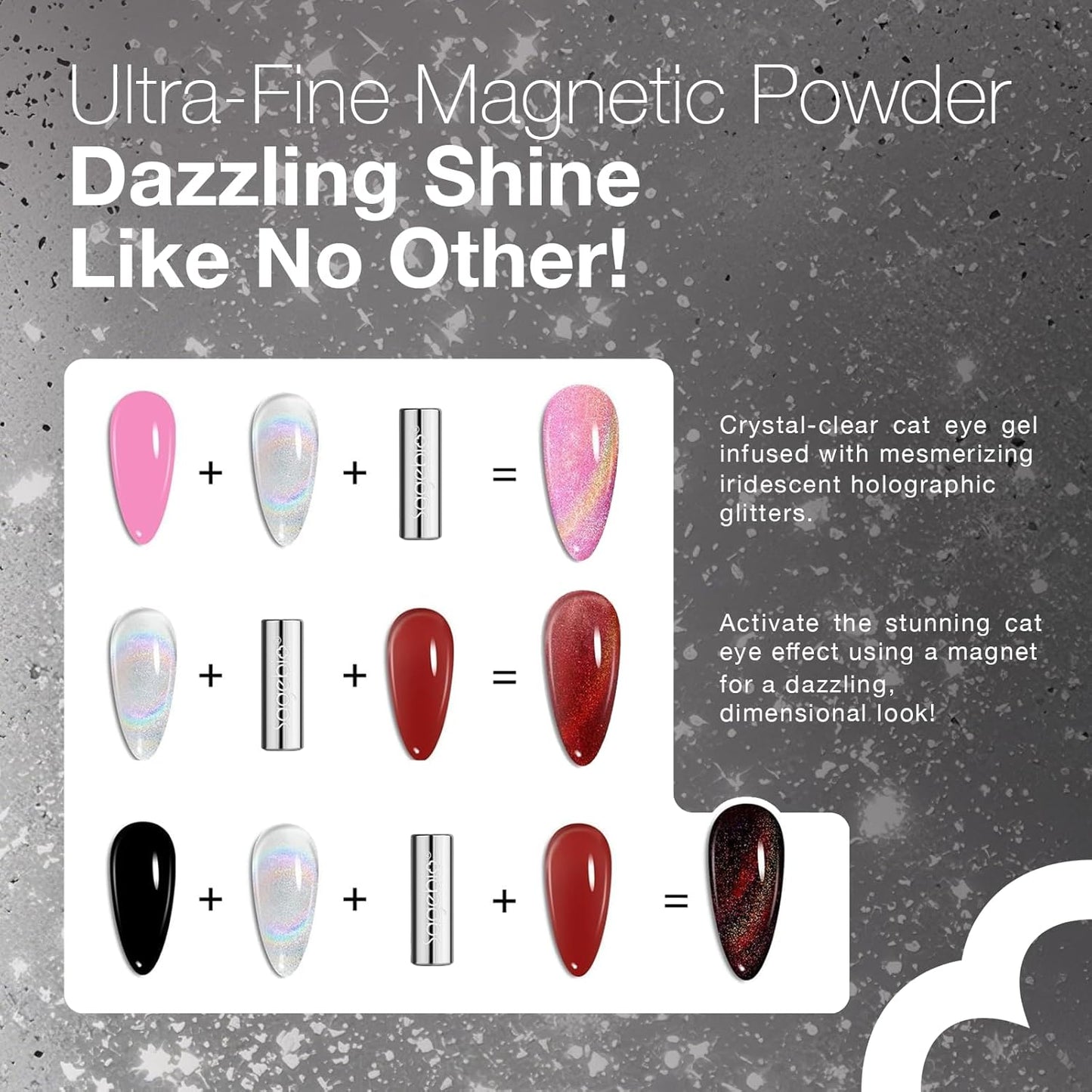 Cat Eye Gel Nail Polish with Magnet Stick, 15ml Magnetic Gel, Create Stunning Cat Eye Effects for DIY Manicures, Long-Lasting, Salon-Quality Finish, Silver Glow