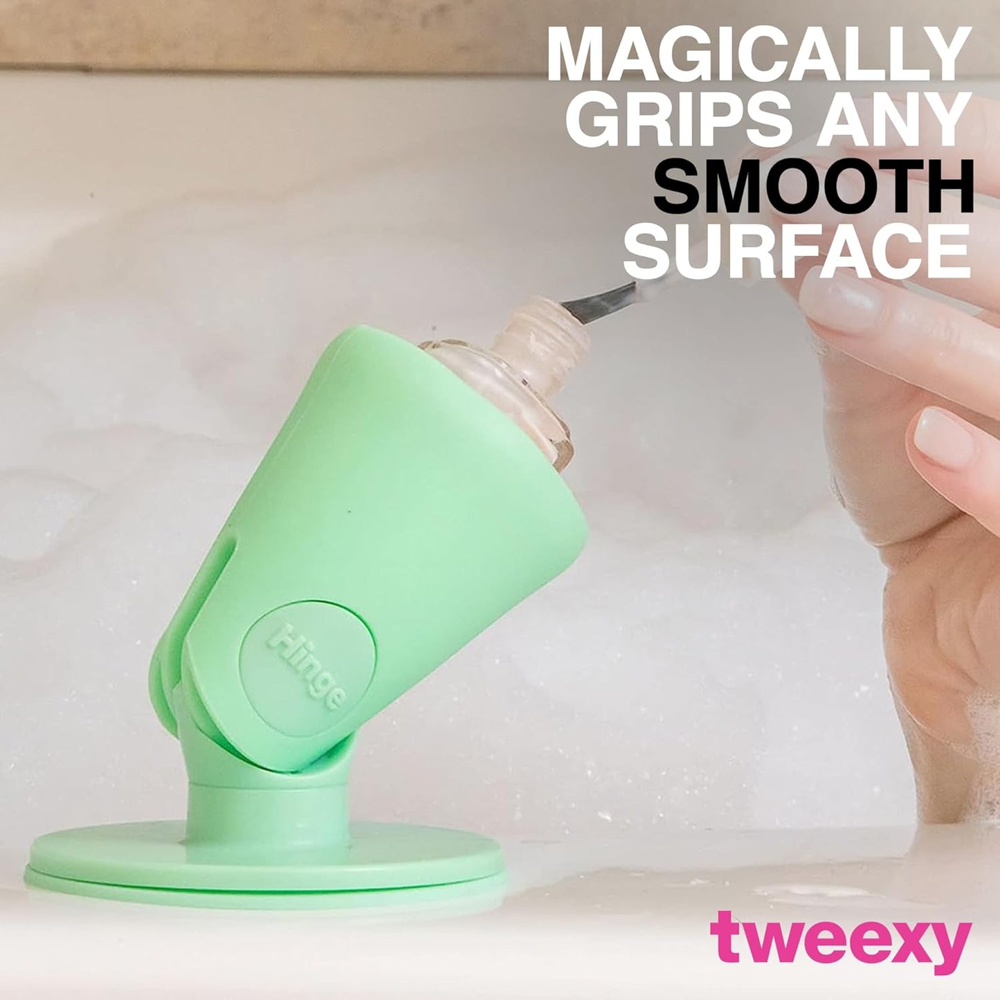 tweexy Hinge Untippable Nail Polish Bottle Holder | Anti-Spill Nail Polish Holder Stand, Tilted, IntelliStick Airlock Suction | Fingernail Painting, Nail Art Tools | Nail Polish Accessories (Cucumber)