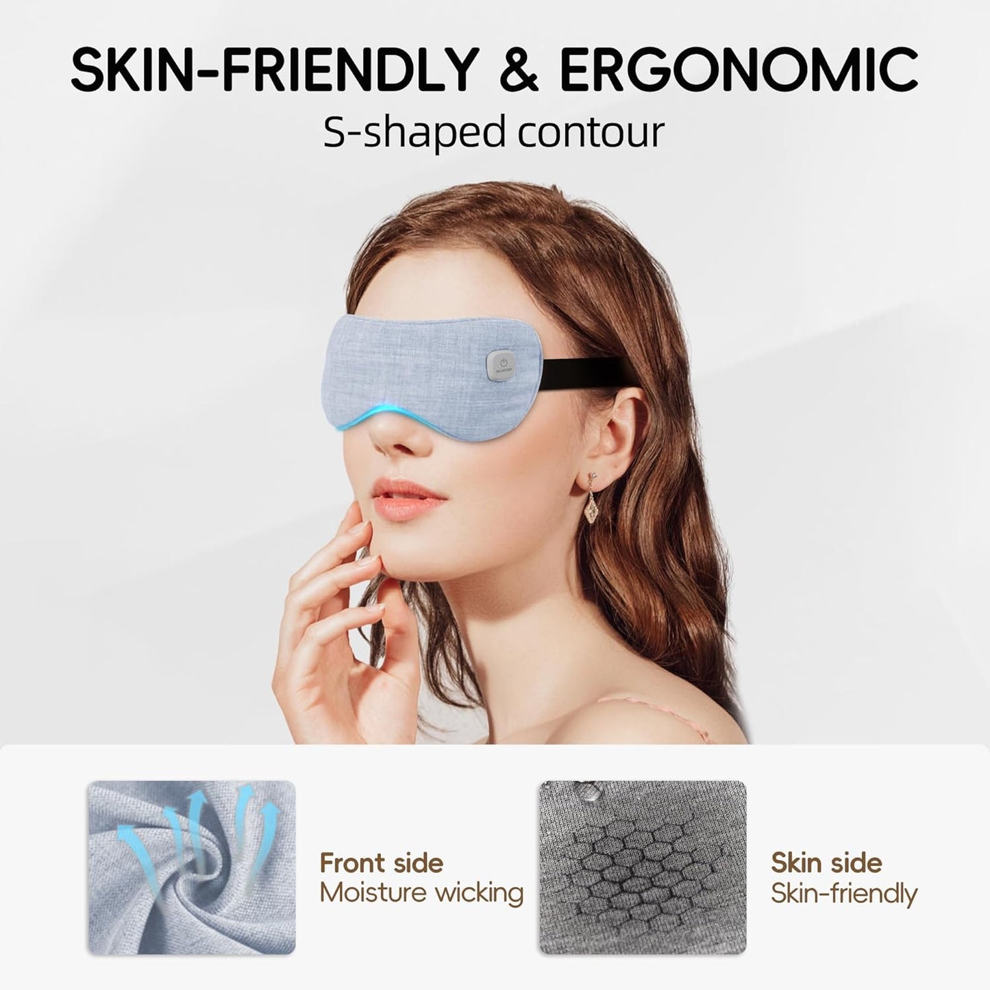 Graphene Heated Eye Mask - Cordless Warm Eye Compress for Dry Eyes with Temperature Control - Washable Eye Heating Pad for Sleep, Travel, Dark Circles, MGD, Blepharitis, Puffy Eyes