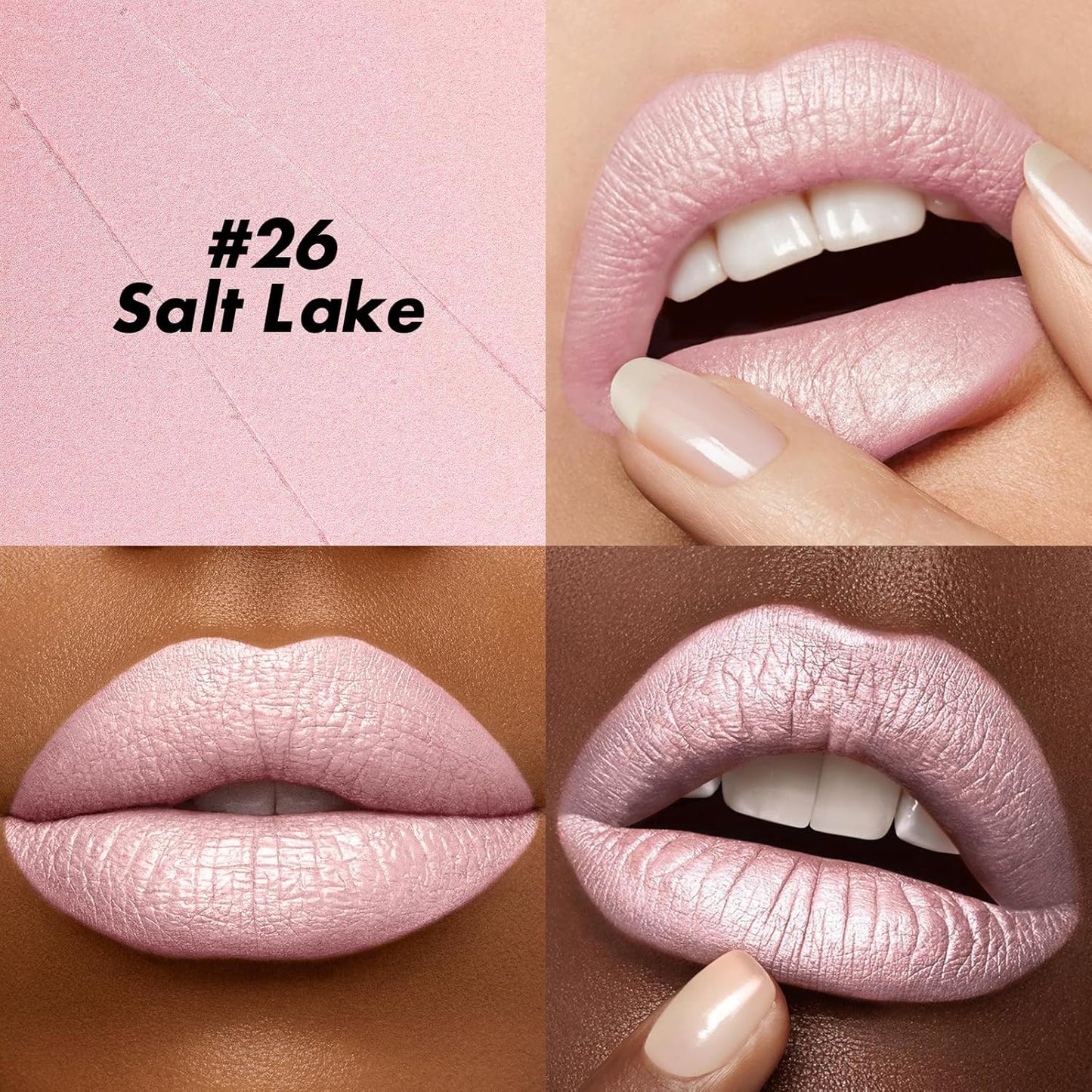 FOCALLURE Ultra Chic Metallic Lipstick,Rich Vitamin E Lip Crayon,Lightweight Shinning Color without Drying or Fading,Long Lasting Lips Makeup,#26 Salt Lake