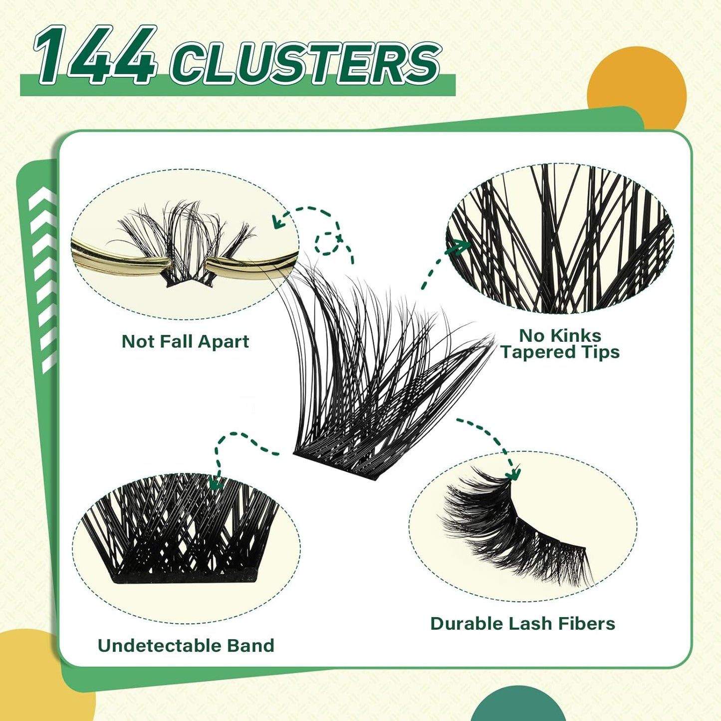 DIY Lash Extension Kit KEYYOU 144pcs Lash Clusters Eyelash Extension Kit with Mascara Brush Bond and Seal Lash Glue Remover Lash Applicators Lash Brush for DIY Lash Extensions (Y24 KIT)