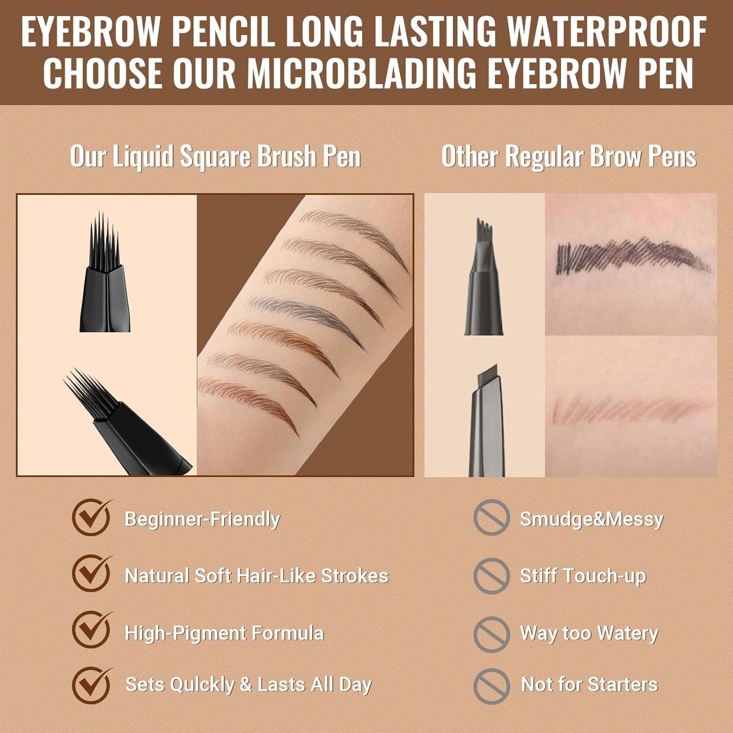 iMethod Eyebrow Pen - Eyebrow Pencil,2-in-1 Eyeliner Dual-Ended Microblading Eyebrow Pencil Long Lasting Waterproof Hair-Like Brow Pencil,with Eyebrow Brush,Eyebrow Pencils for Women,Grey