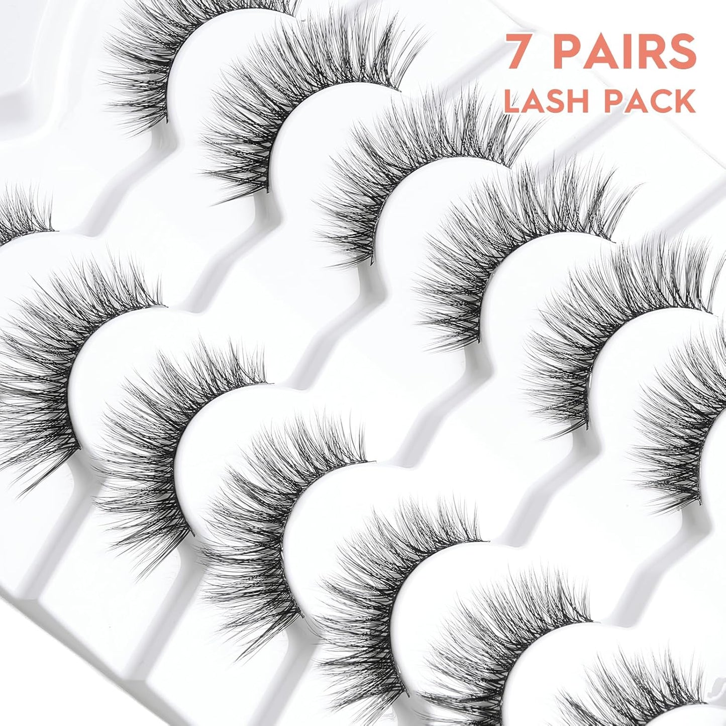 Lashes Cat Eye 15mm False Eyelashes Natural Lashes Strips Thin Band Wispy Lash Pack 3D Volume Fake Eyelash Curly 7 Pair Siligli