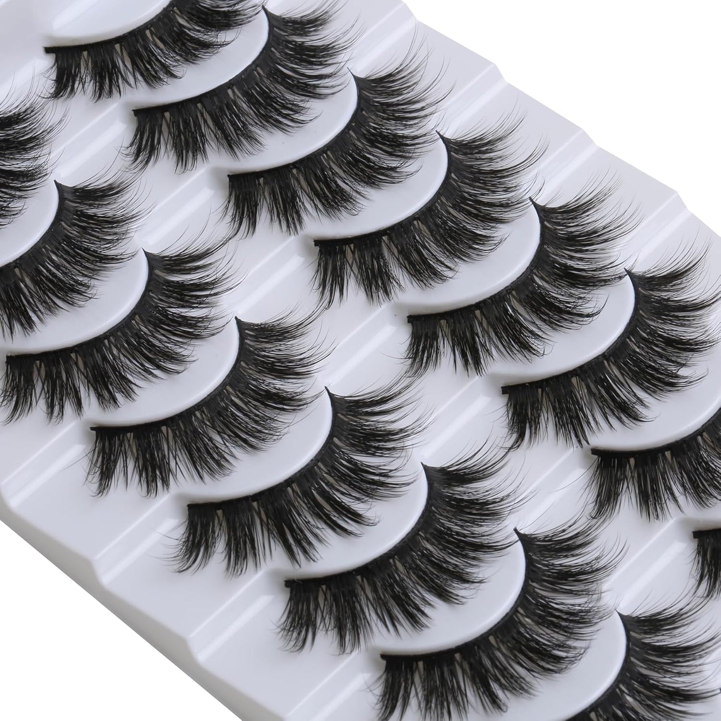 SUNWELL False Eyelashes 18mm Mink Lashes 8D Fluffy Faux Mink Lashes Strip Eye Lashes Soft Reusable Full Volume Fake Eyelashes 10 Pairs Pack