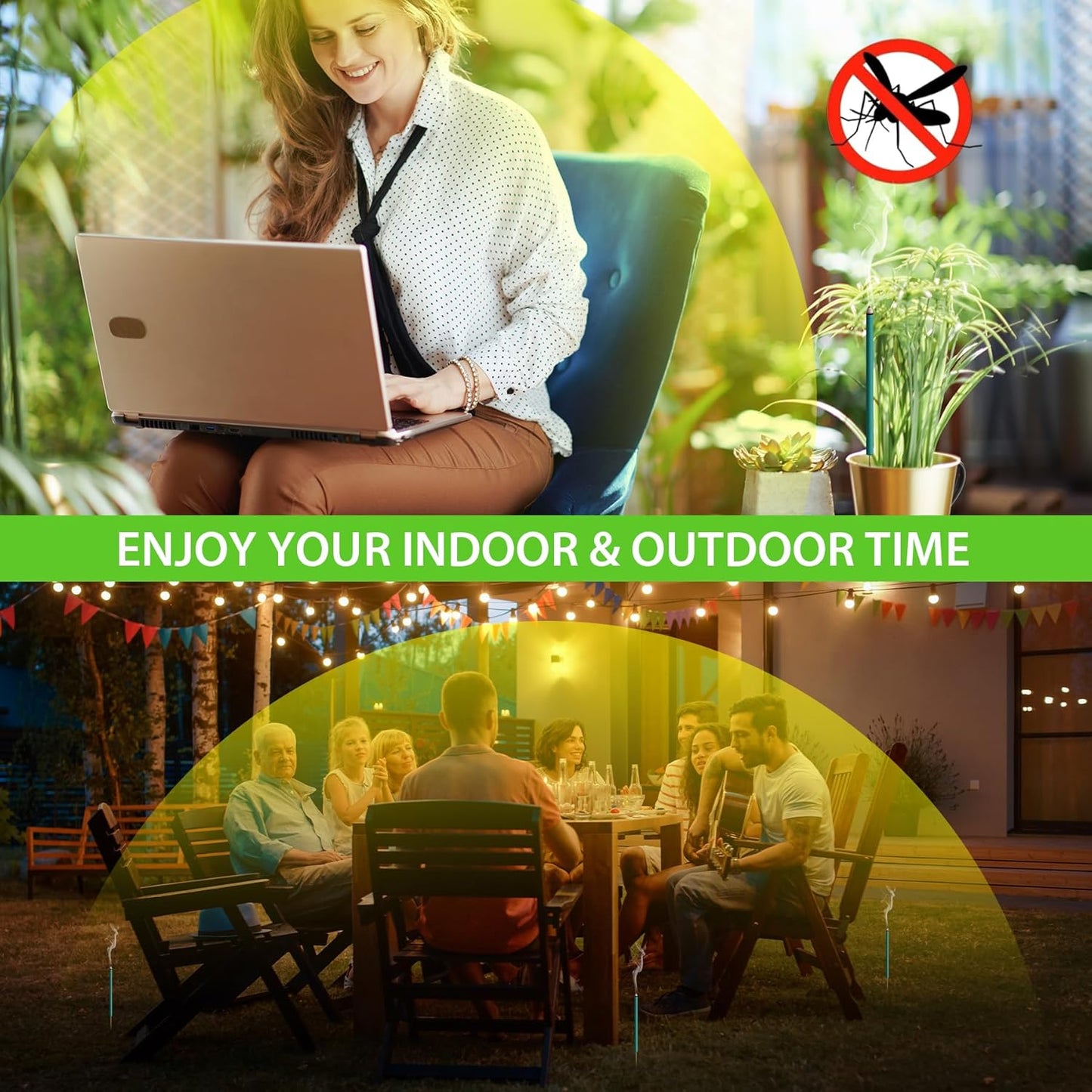BugBai® Mosquito Repellent Outdoor Patio 120 PCS, Citronella Oil Mosquito Incense Sticks Indoor Home Pet Family Safe, Natural Plant-Based Bug Insect Barrier for Yard Garden Lawn Camping Fishing