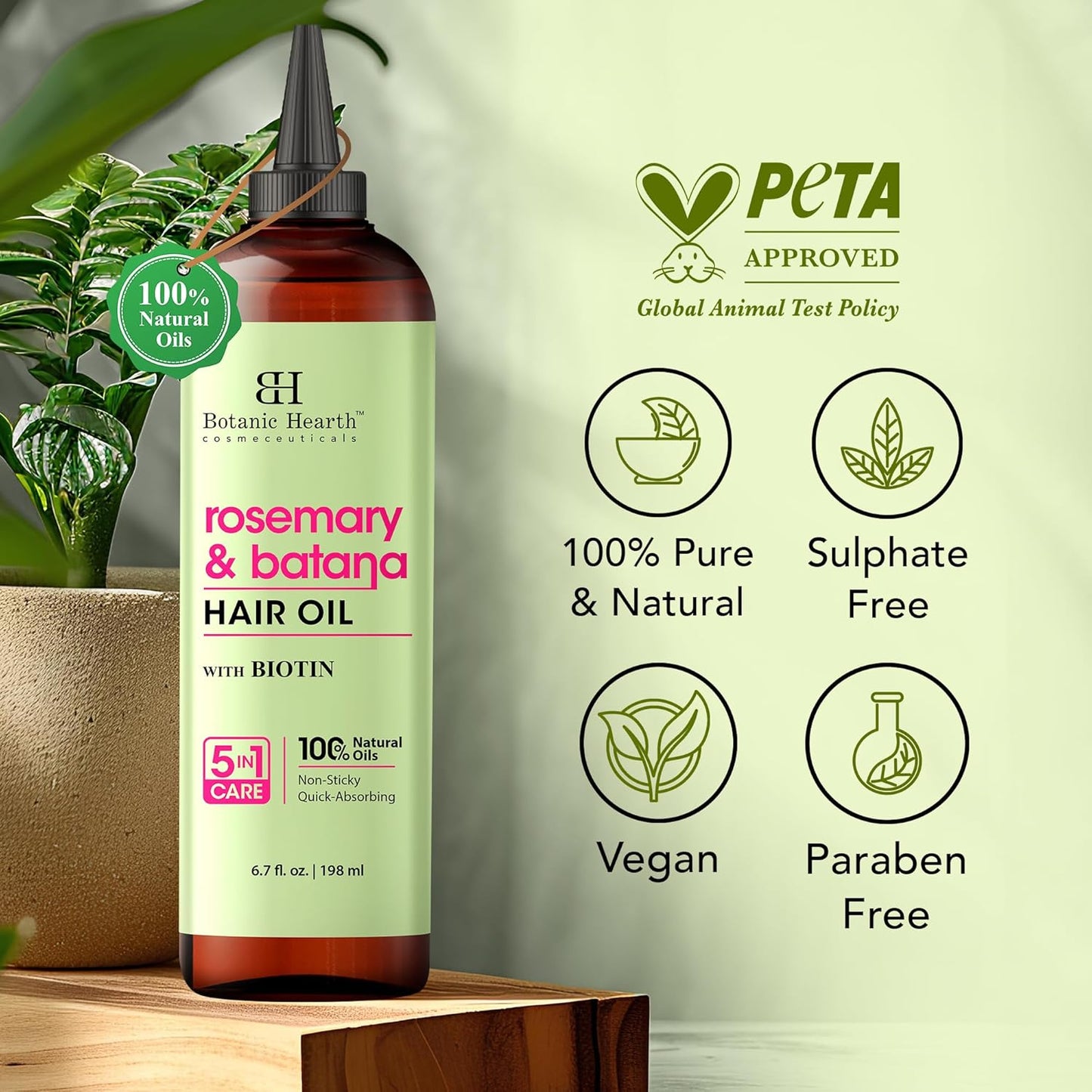 Botanic Hearth 100% Pure Rosemary Batana Oil For Hair Growth (6.7 fl oz)| Infused with Rosemary & Batana Oil | Hair Oil Repairs Dry Damaged Hair, Strengthening, Healthier Hair- Hair Tonic