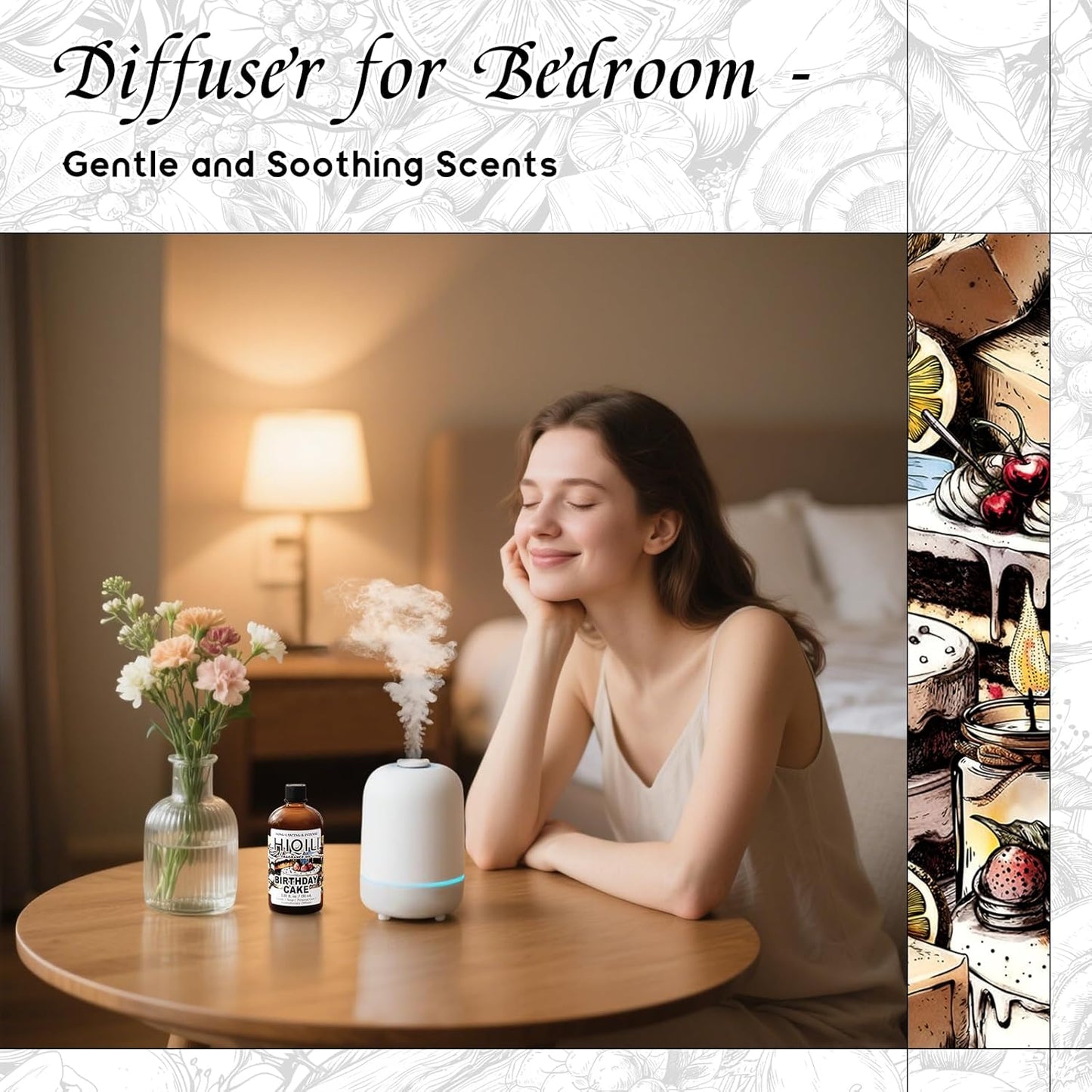 HIQILI Birthday Cake Fragrance Oil for Diffusers, Candle & Soap Making, Add to Aromatic Air Freshener Spray, Premium Grade - 5.07 Fl Oz