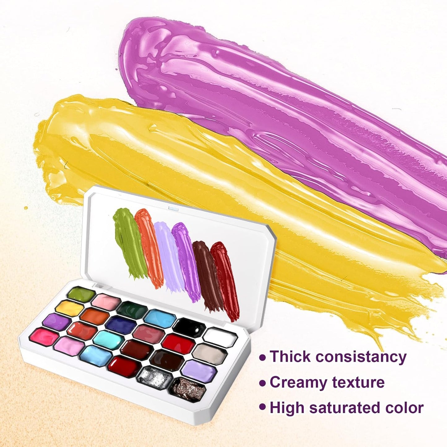 Gradient Painting Gel, 24 Gliter Colors Ombre Gel Nail Polish for Pigment Pat Silver&Gold Aura Nails, French Manicure DIY Nail Art Long-lasting No-wipe Palette B