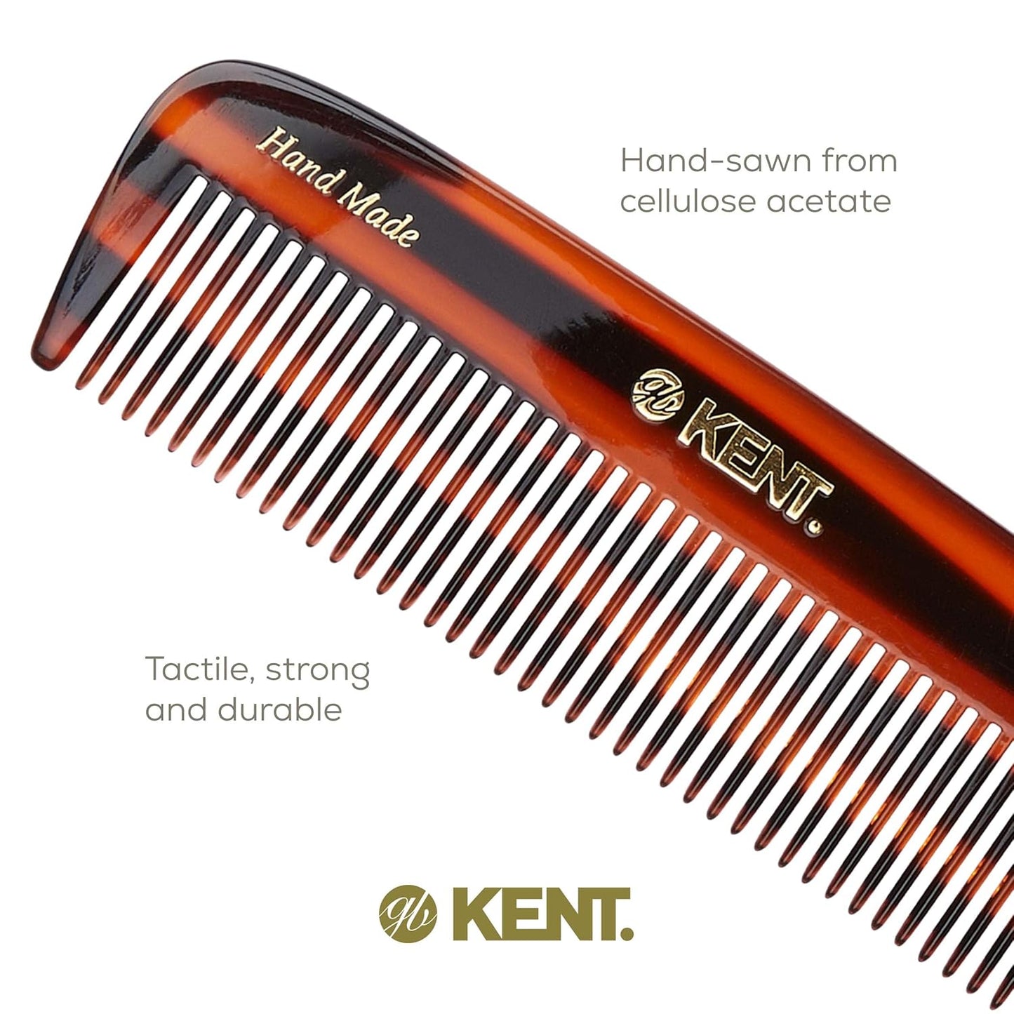 Kent 12T Wide Tooth Detangling Comb - 5.5" Handmade Pocket Comb for Thick, Curly, and Wavy Hair, Large Tooth Grooming for Hair, Beard, and Mustache - Saw-Cut and Hand Polished