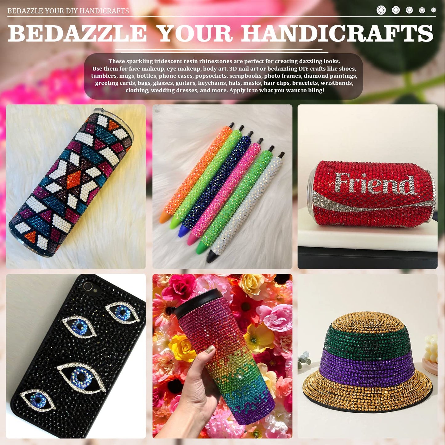 Resin Rhinestones Crafting, 2/3/4/5/6mm Flatback Jelly Rhinestones, 2 Boxes White Non Hotfix Crystal Gems for Bedazzling Crafts Mugs Tumblers Clothes Makeup Nail