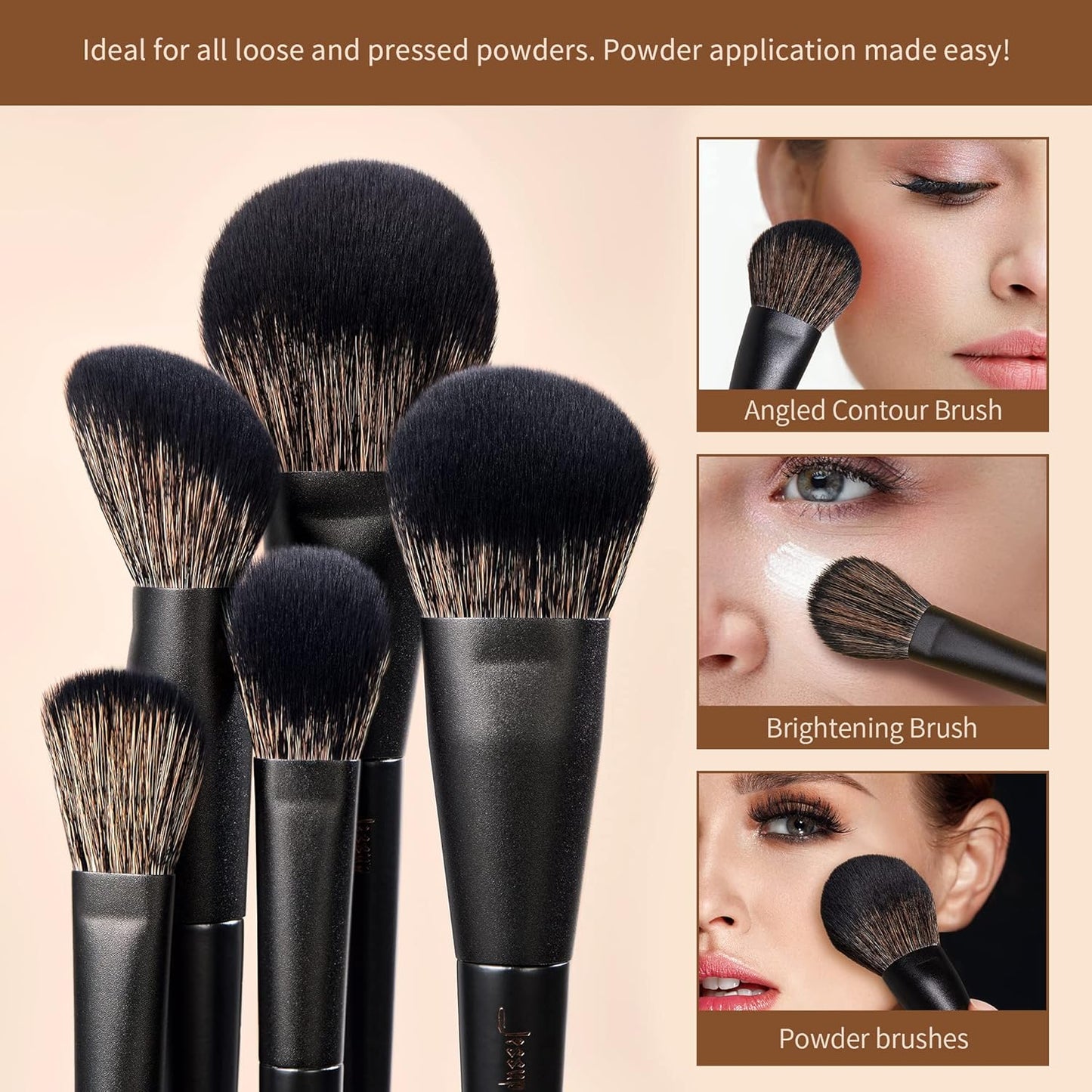 Makeup Brushes Set Jessup Make up Brushes 14Pcs Black Kabuki Foundation Eyeshadow Contour Concealer Powder Eyeliner Crease Eyebrow Blending Brush, T336
