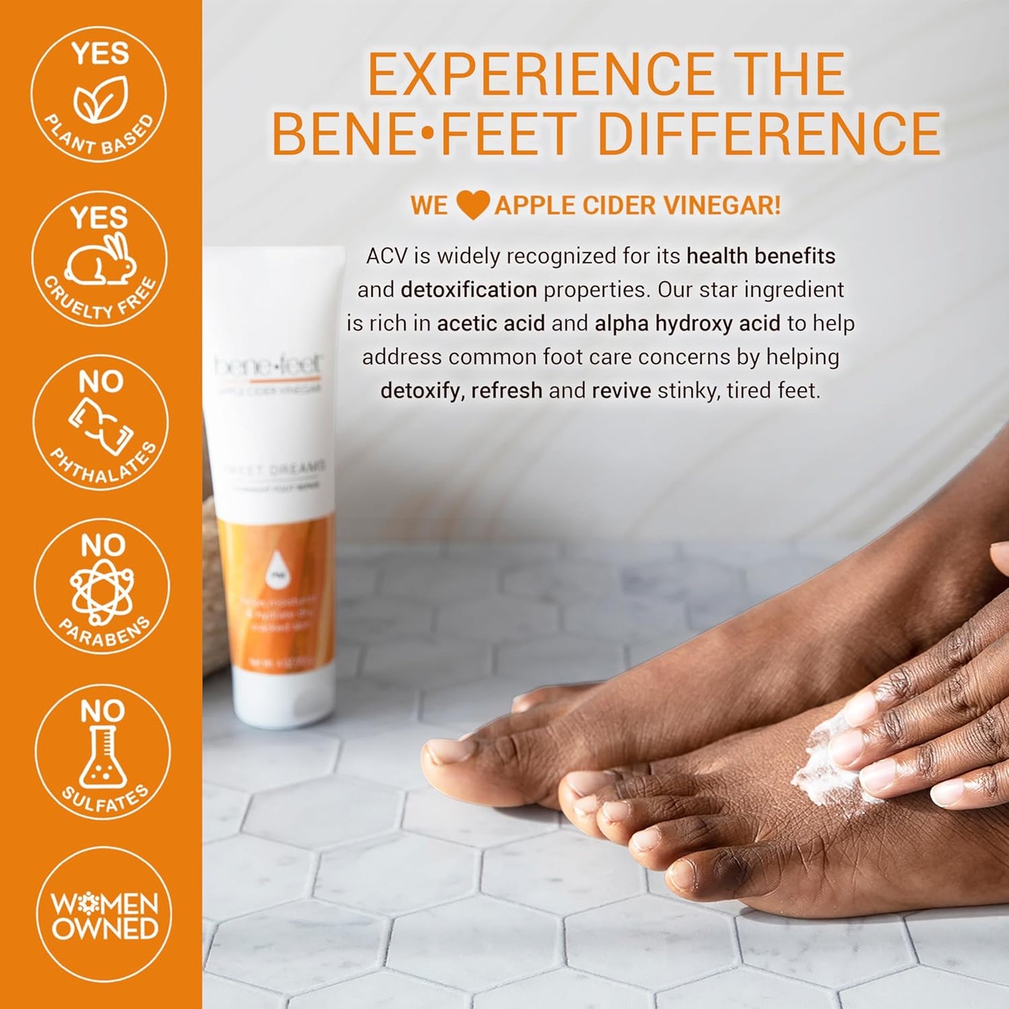 Benefeet Sweet Dreams Overnight Foot Repair - Night Cream for Detox, Moisturize & Soften Dry Cracked Skin, With Apple Cider Vinegar, Turmeric & Borage Oil, 4oz (2 Pack)