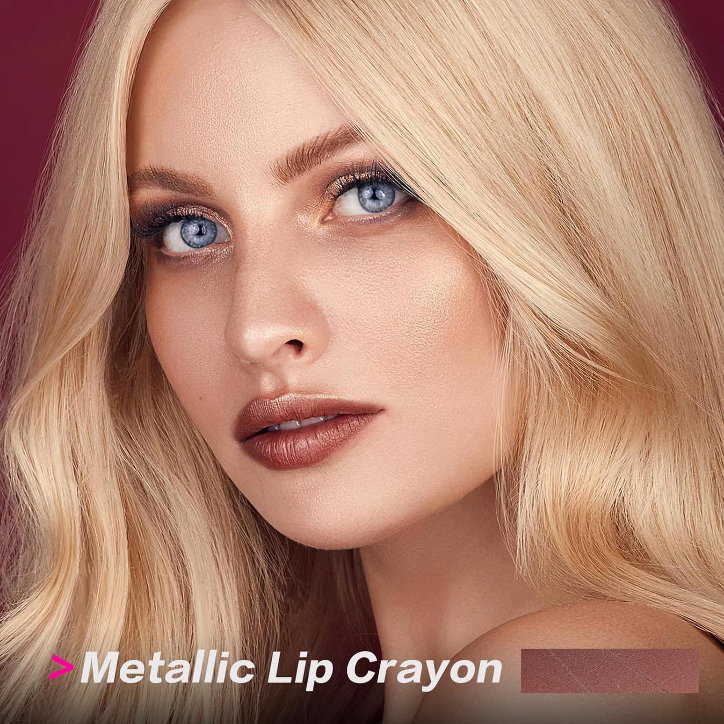 FOCALLURE Ultra Chic Metallic Lipstick,Rich Vitamin E Lip Crayon,Lightweight Shinning Color without Drying or Fading,Long Lasting Lips Makeup,#24 Copper