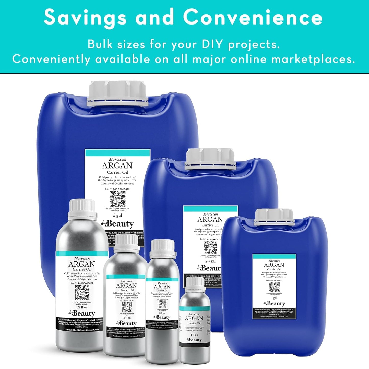 Bulk Argan Oil - Large 1 Gallon Jerrican - Natural, Cold Pressed, 100 Percent Pure Argan Oil for Homemade Hair, Face and Skin Products - Light Aceite de Argan Carrier Oil